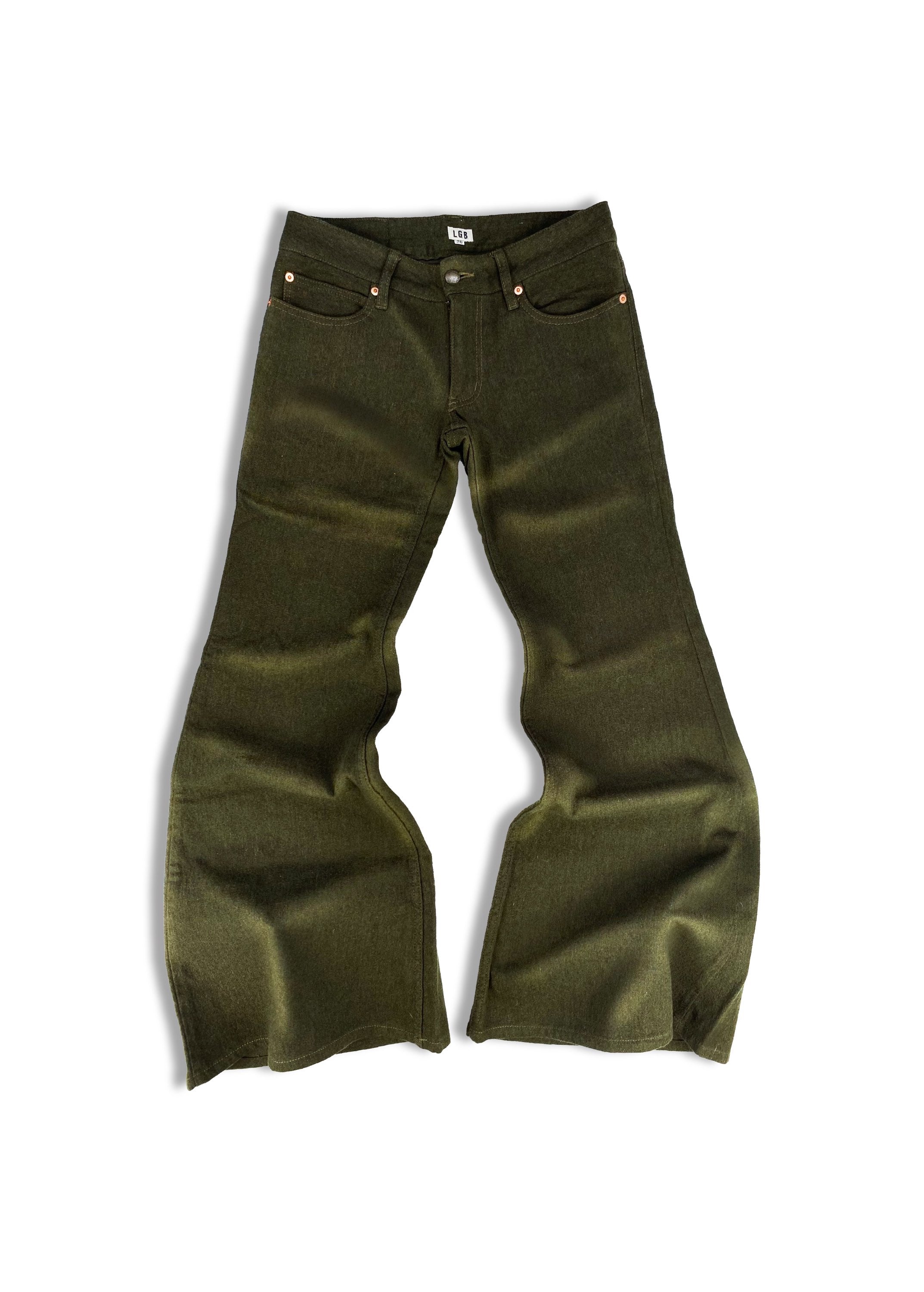 00s Le Grande Bleu (L.G.B) ‘Flared’ Cut Moss Green Trousers