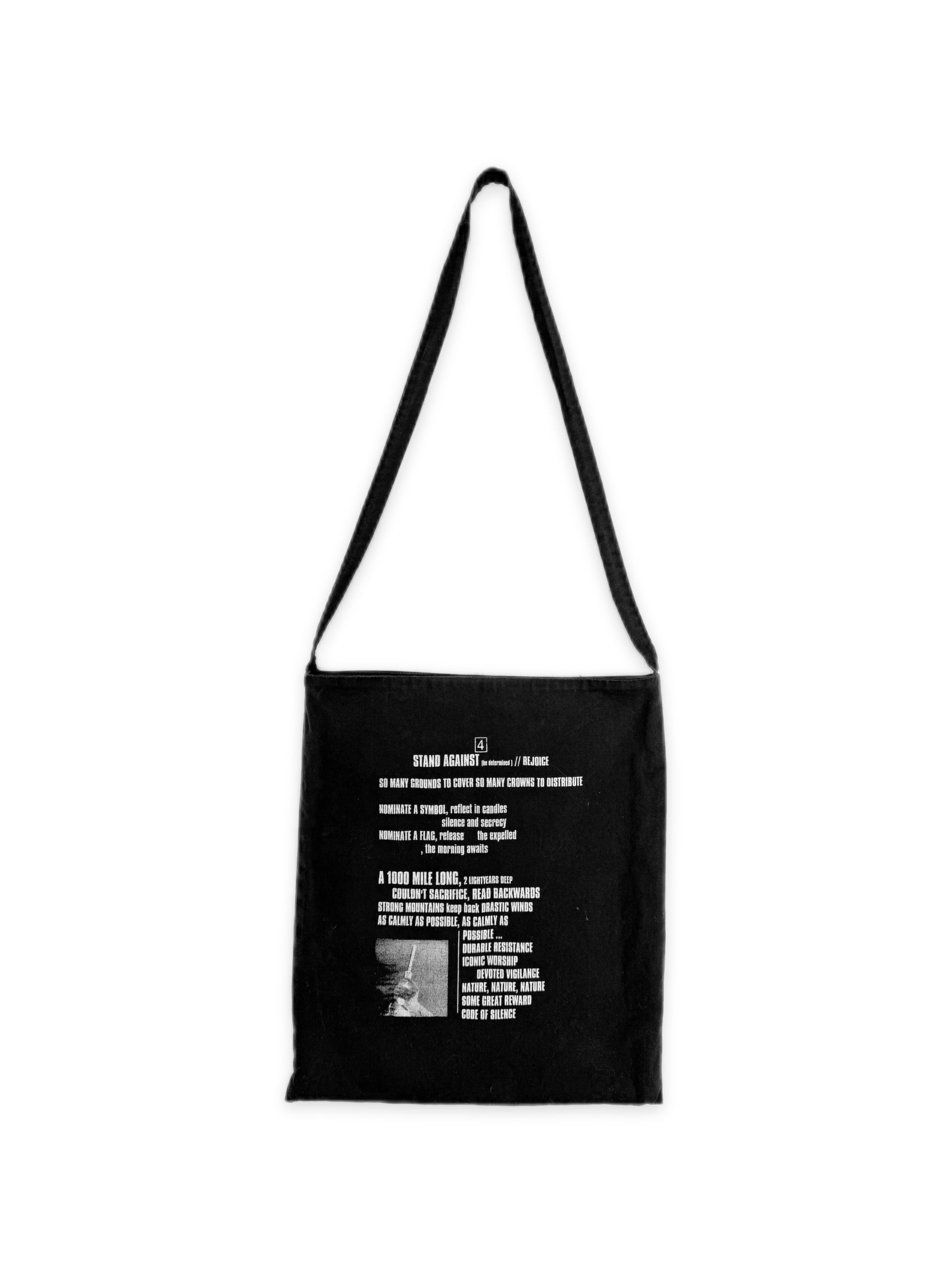 SS02 Raf Simons ‘Kollaps’ Terror Graphic Black Shoulder Tote Bag