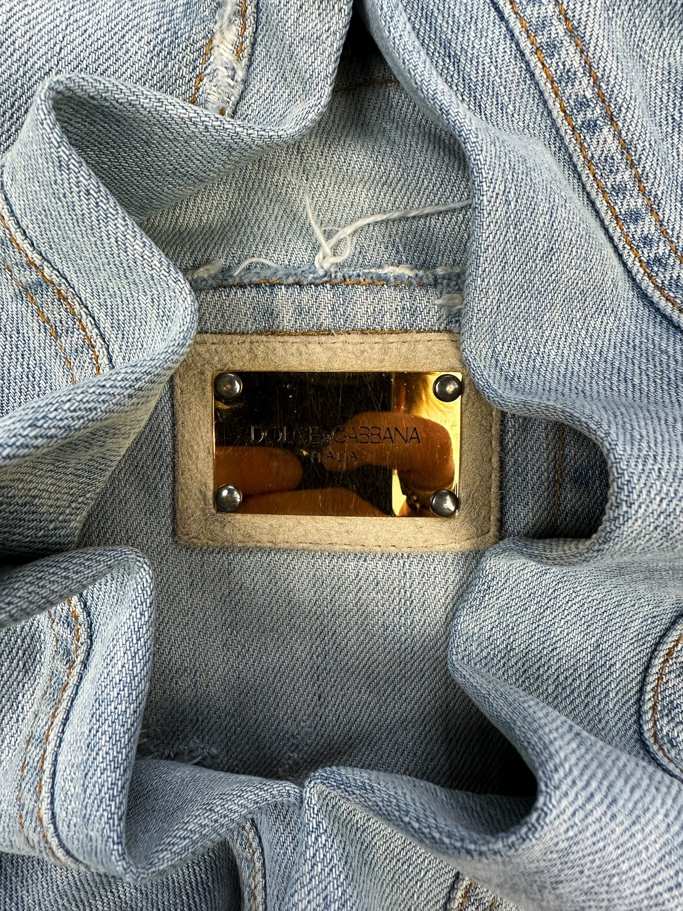 00s Dolce &amp; Gabbana Light Wash Distressed Denim