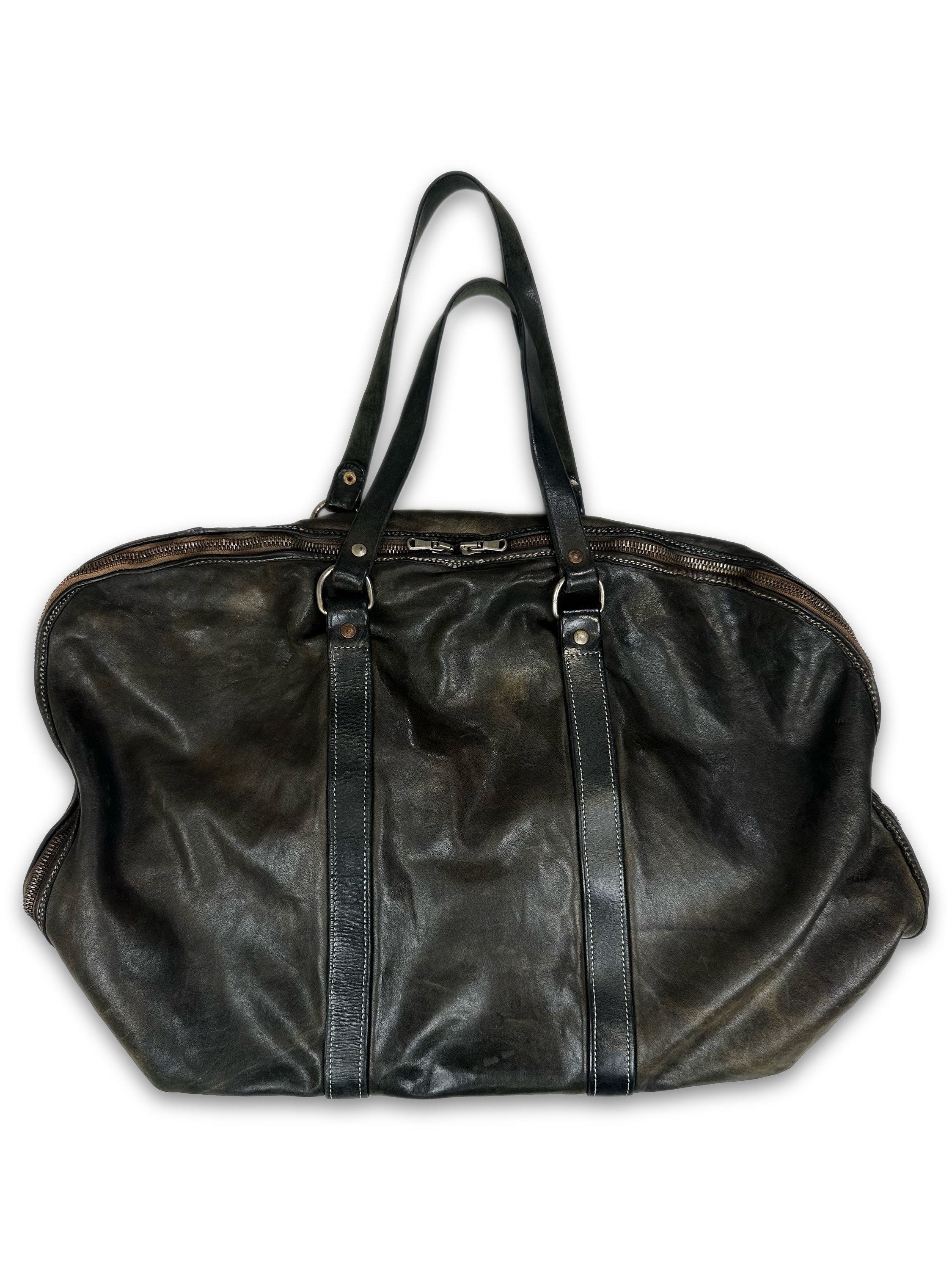 Guidi Brown Horse Leather Full Zip D-Ring XL Duffle Bag