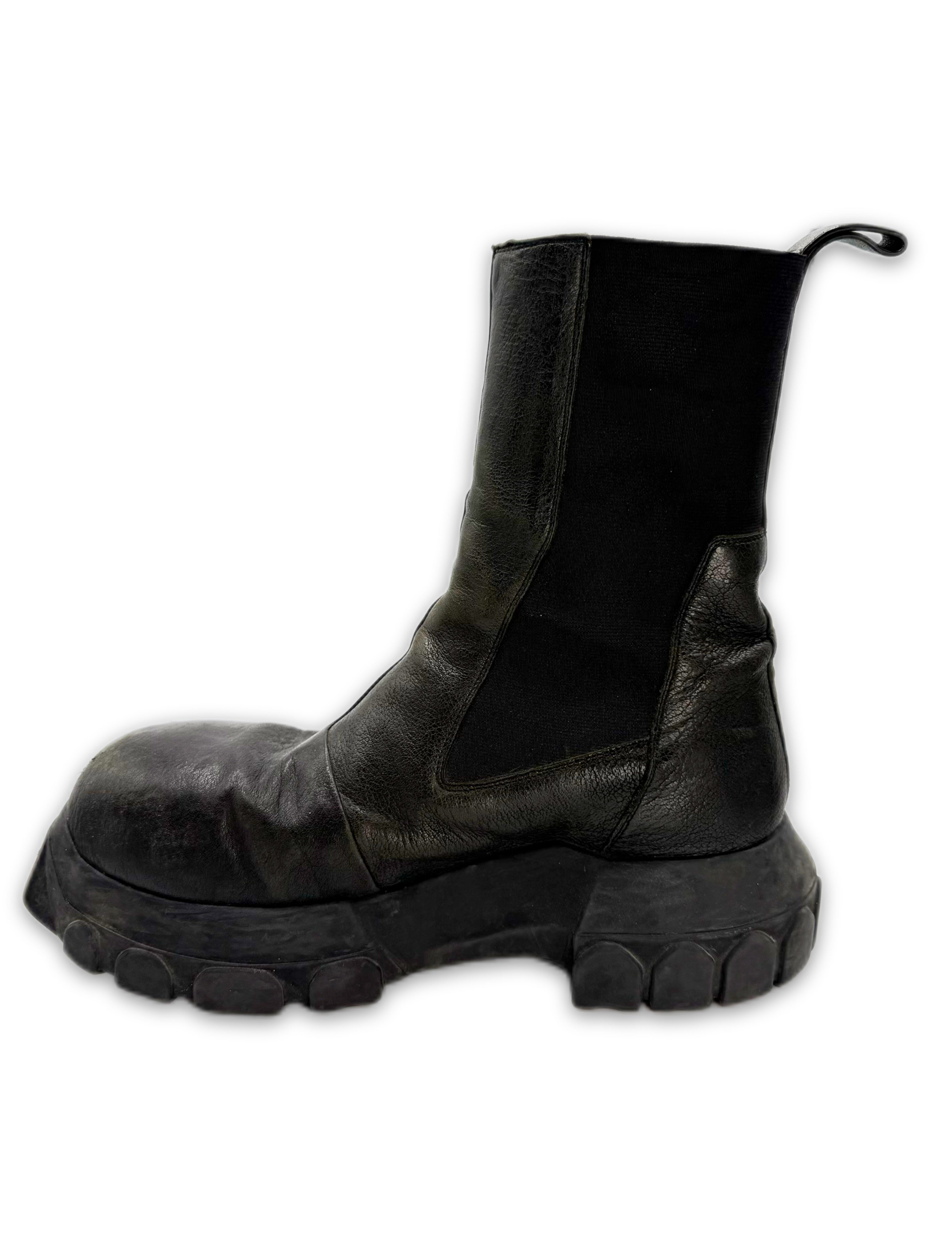 Rick Owens ‘Tractor’ Beatle Dark Green Leather Boots
