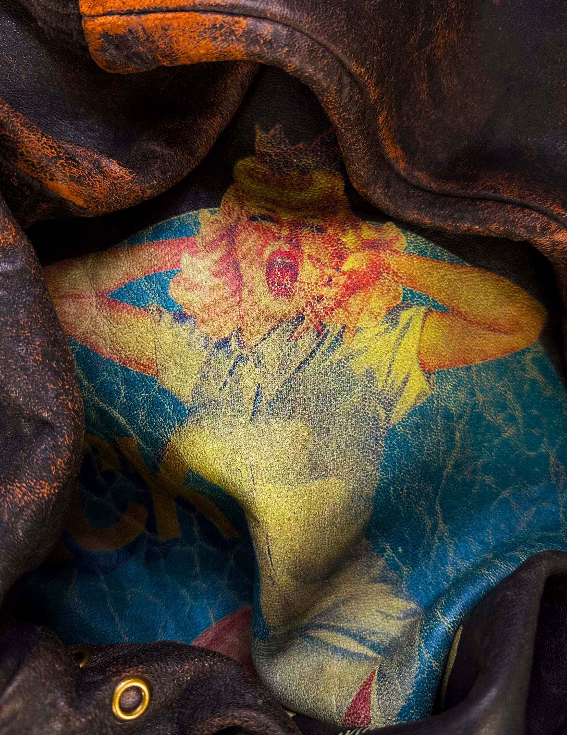 90s Avirex ‘Sack Time’ Pin-Up Girl Hand Painted Leather Bomber Jacket