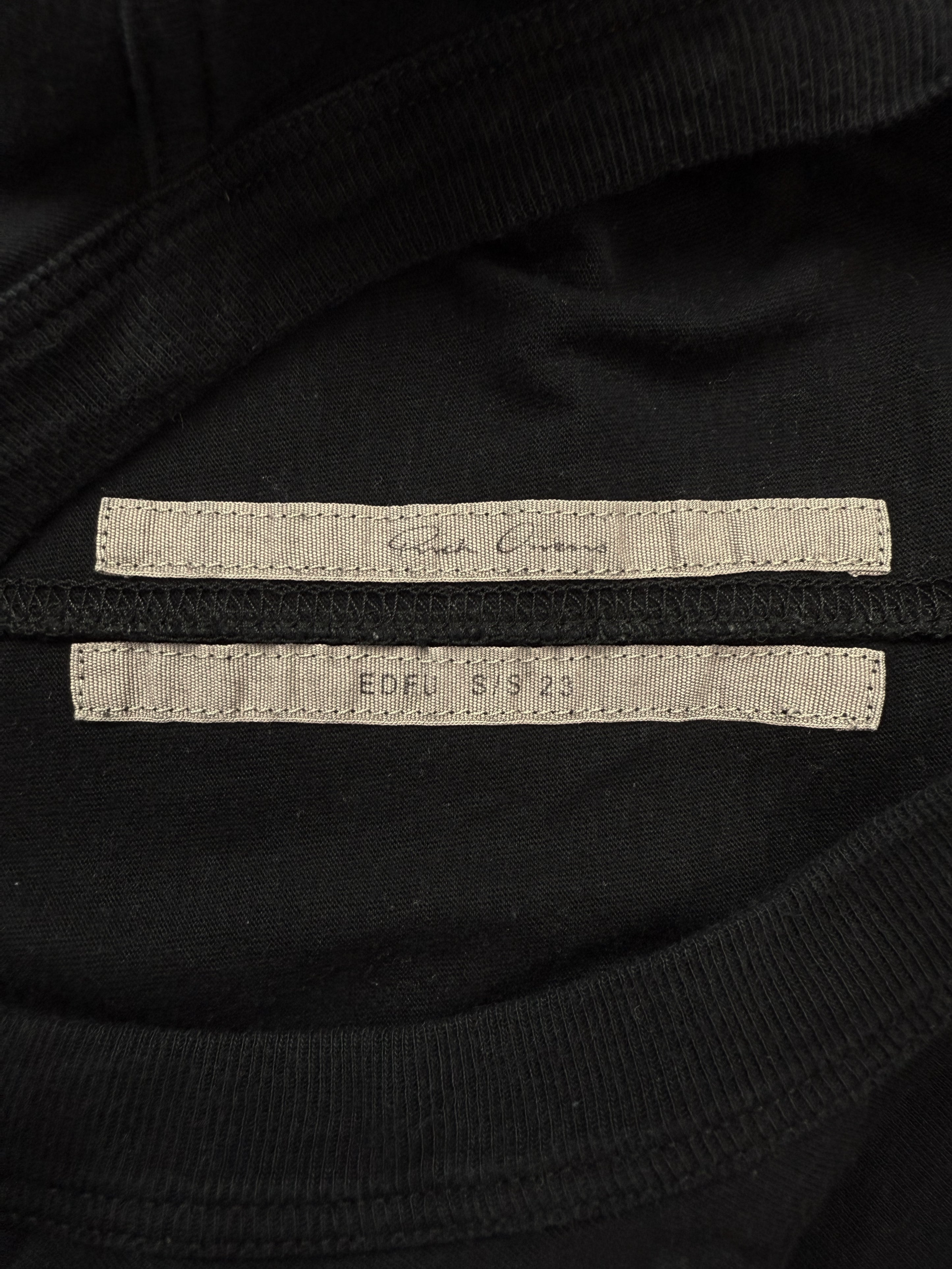 SS23 Rick Owens ‘EDFU’  Black Reinforced Seam T-Shirt