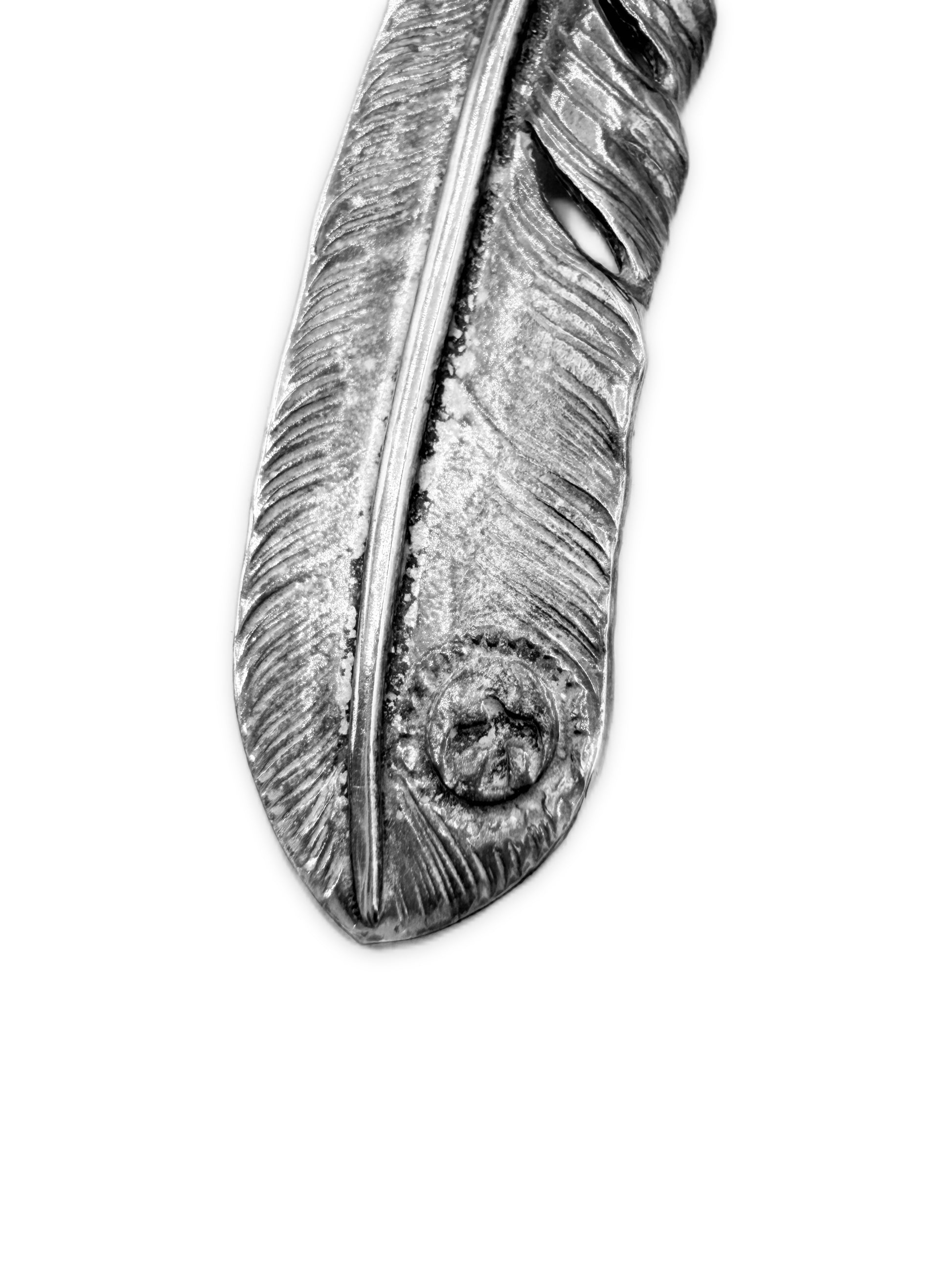 Goros Silver Feather Wheel Bead Leather Necklace Setup