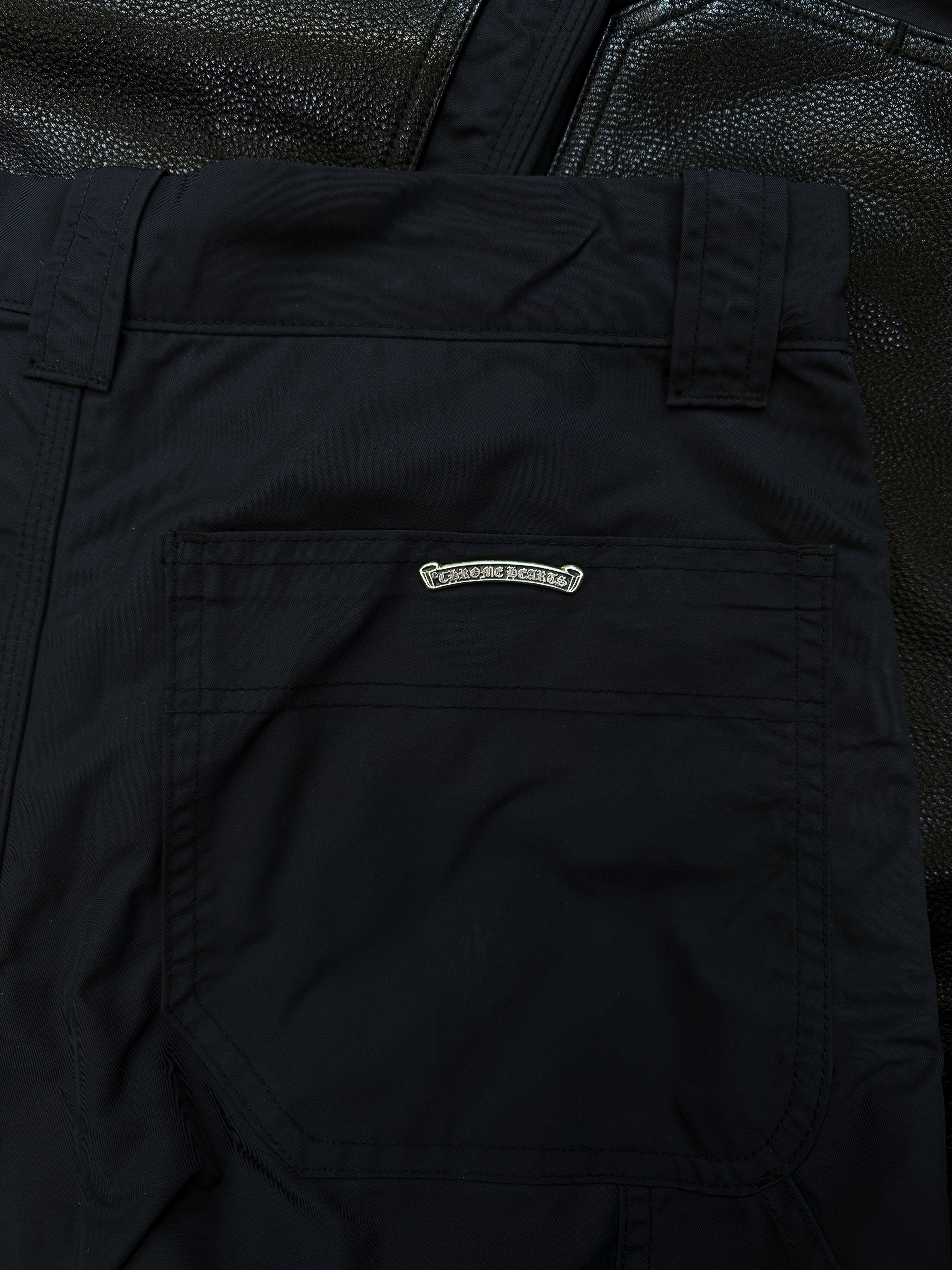 Chrome Hearts Carpenter Cross Patch Double Knee Leather Pants