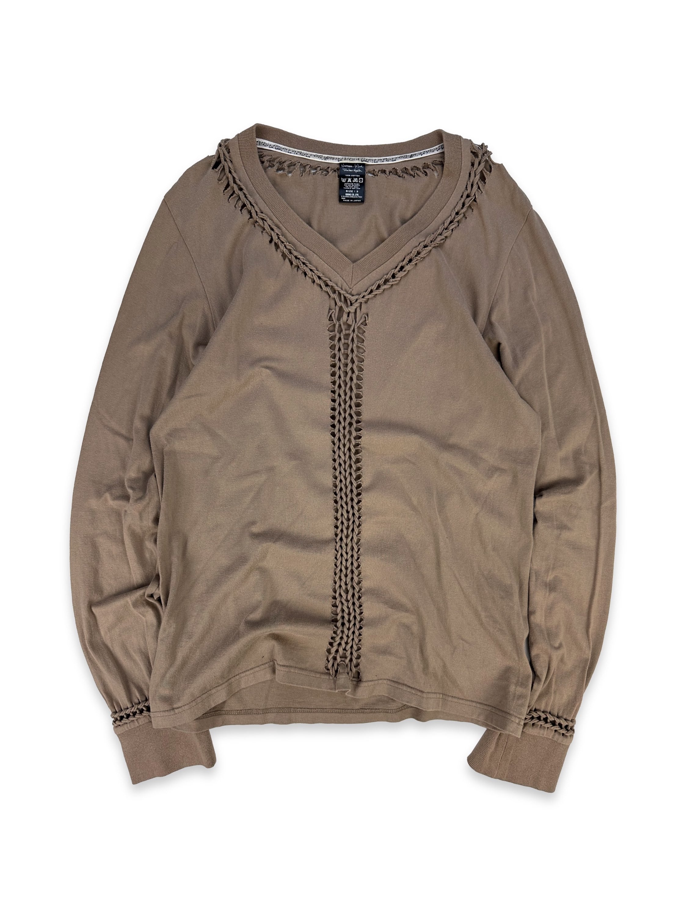 Number (N)ine Tan Braided Perforated Longsleeve Shirt