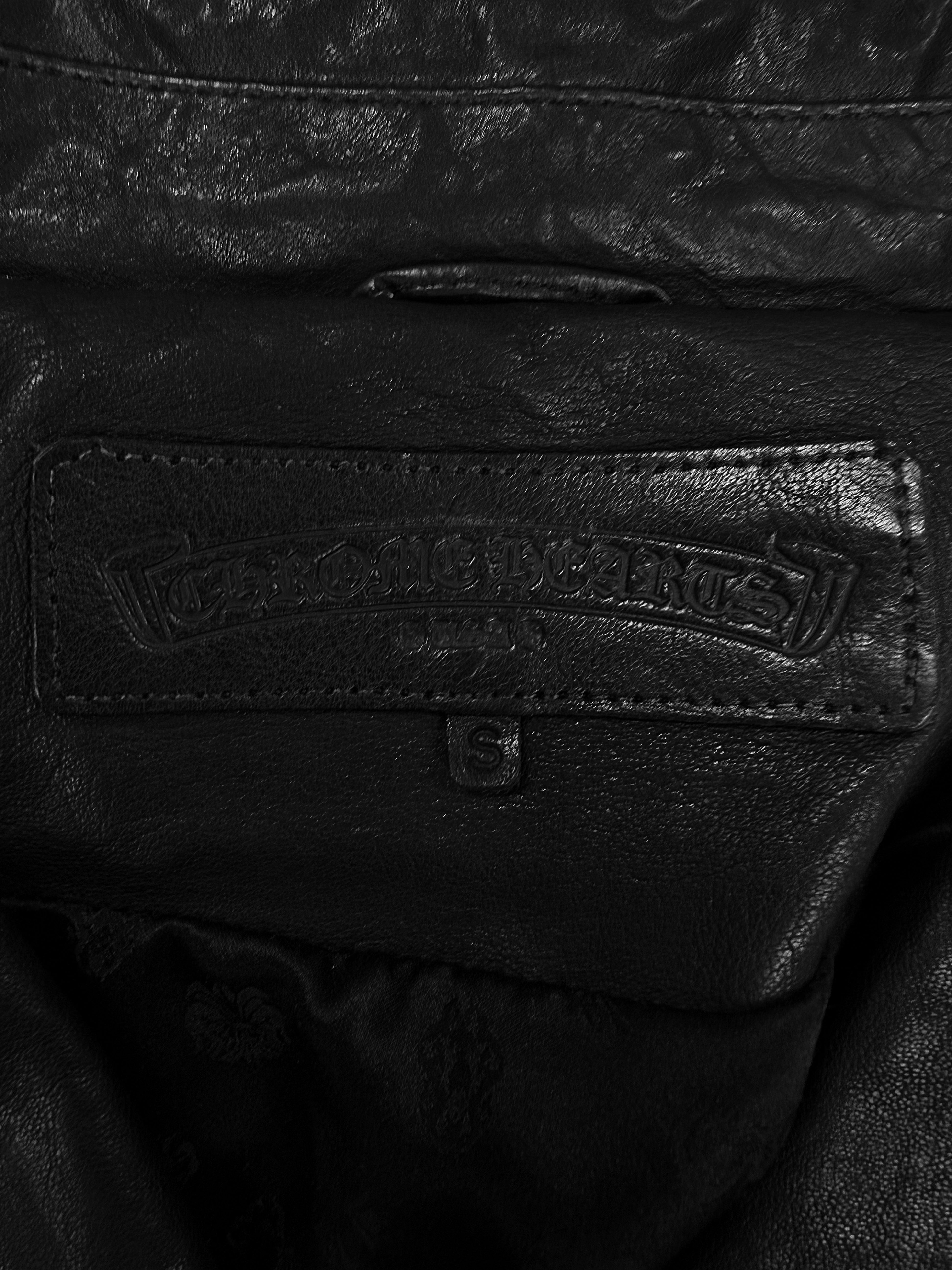 Chrome Hearts Perfecto Cropped Black Leather Roller Jacket
