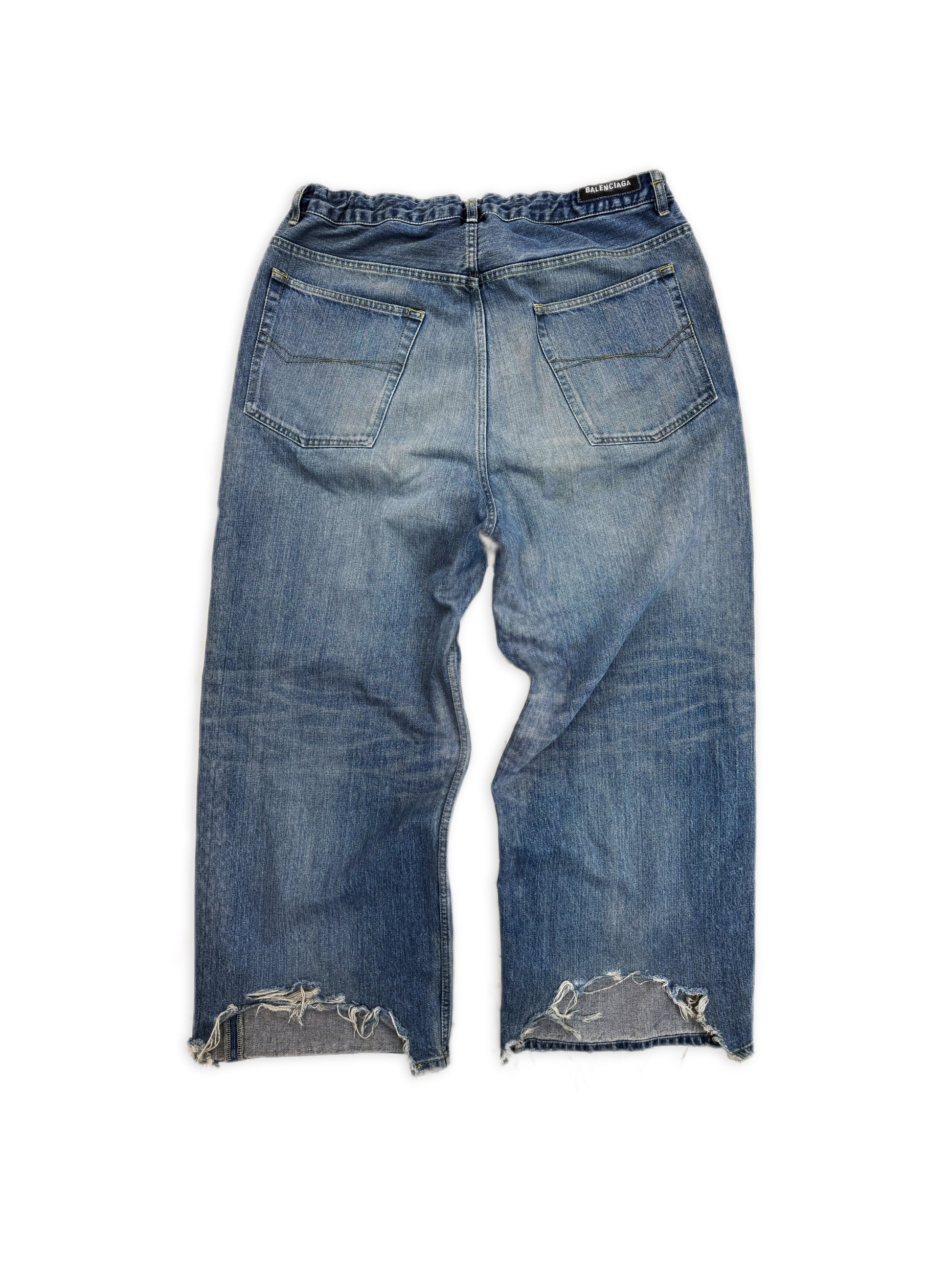 SS24 Balenciaga ‘Skater’ Drawstring Shoelace Light Wash Baggy Denim