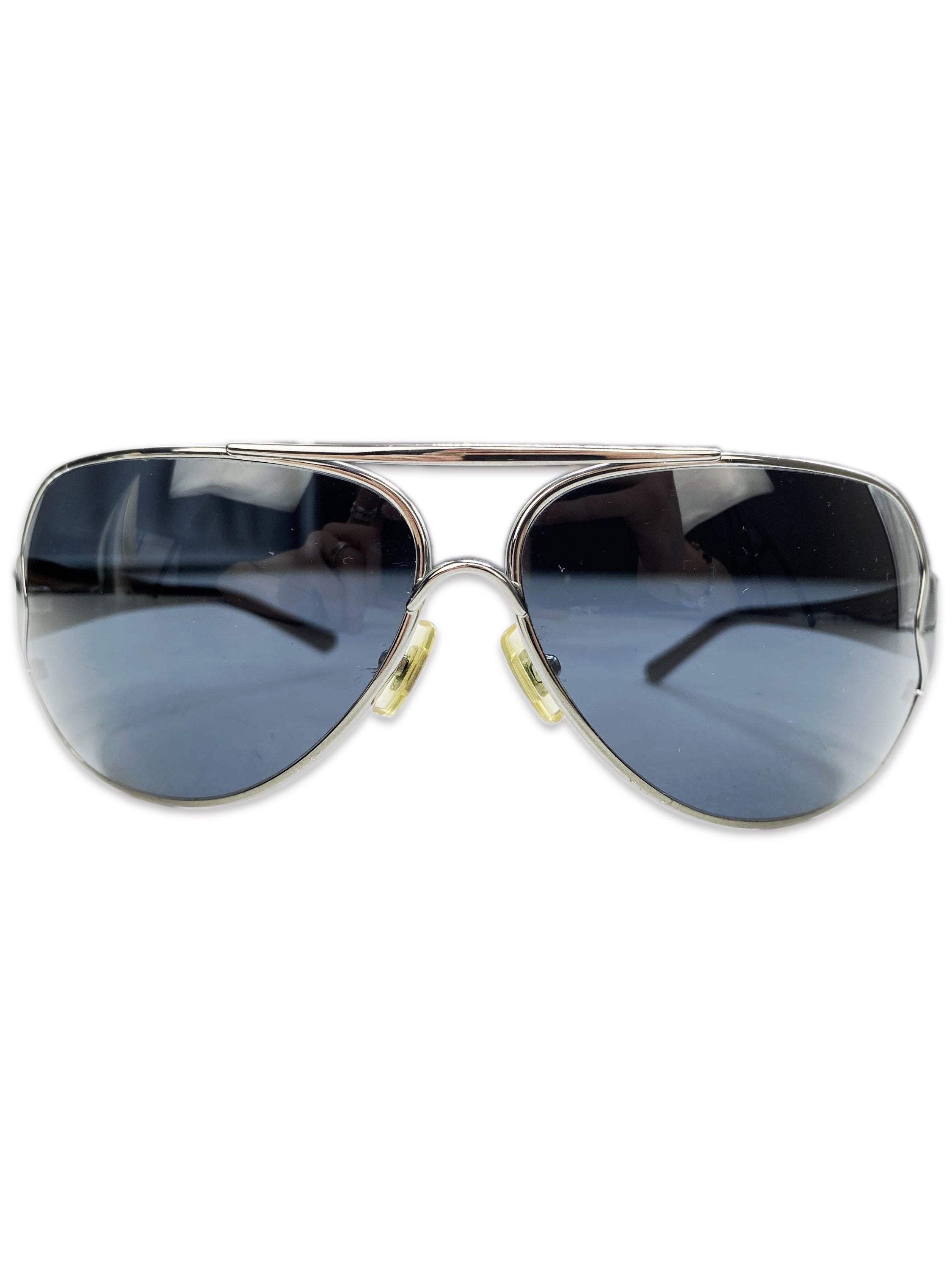 Miu Miu Blue Tint Black Metallic Aviatior Frame Sunglasses