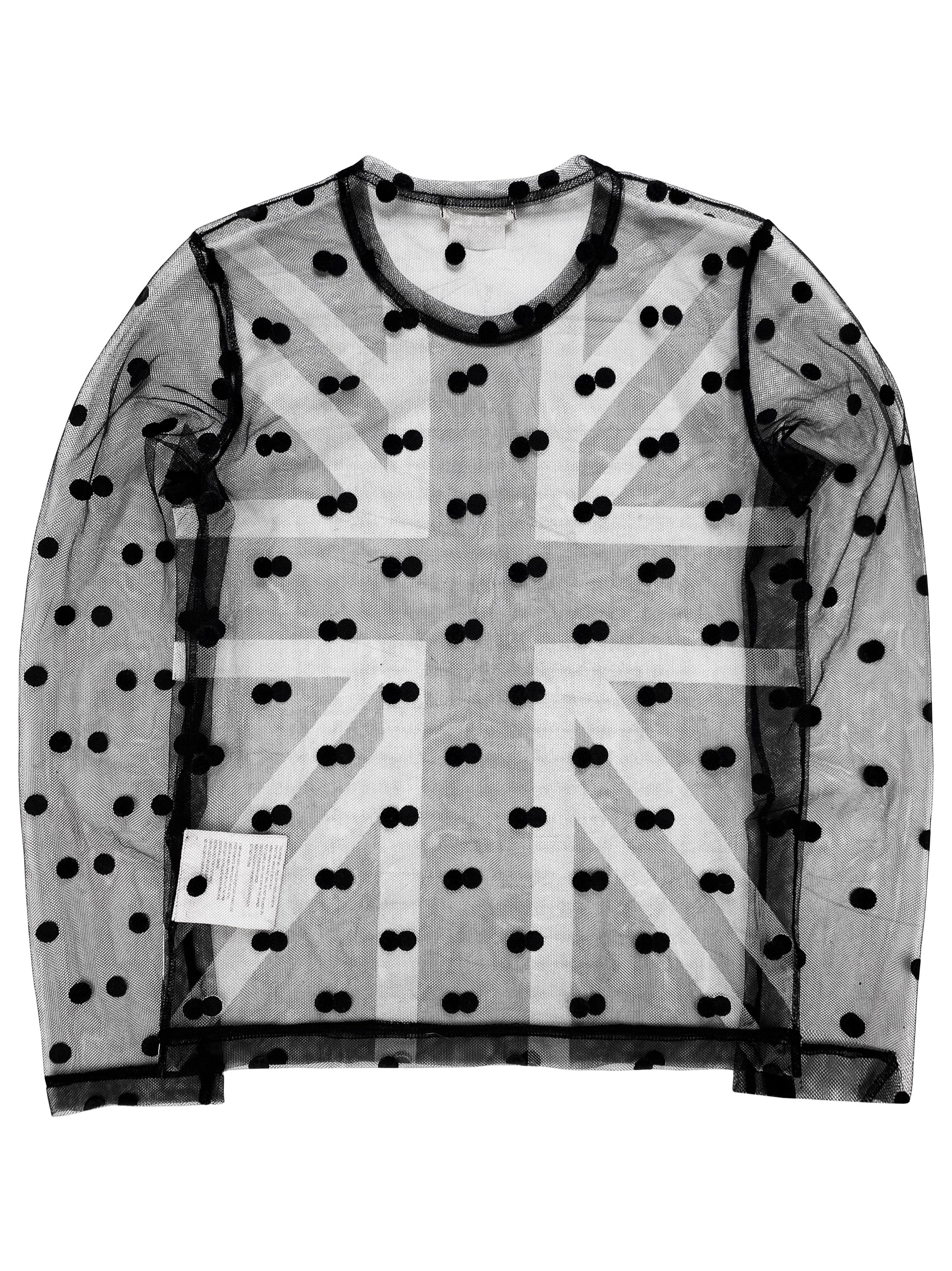 AW04 Comme des Garçons Mesh British Flag Longsleeve Shirt
