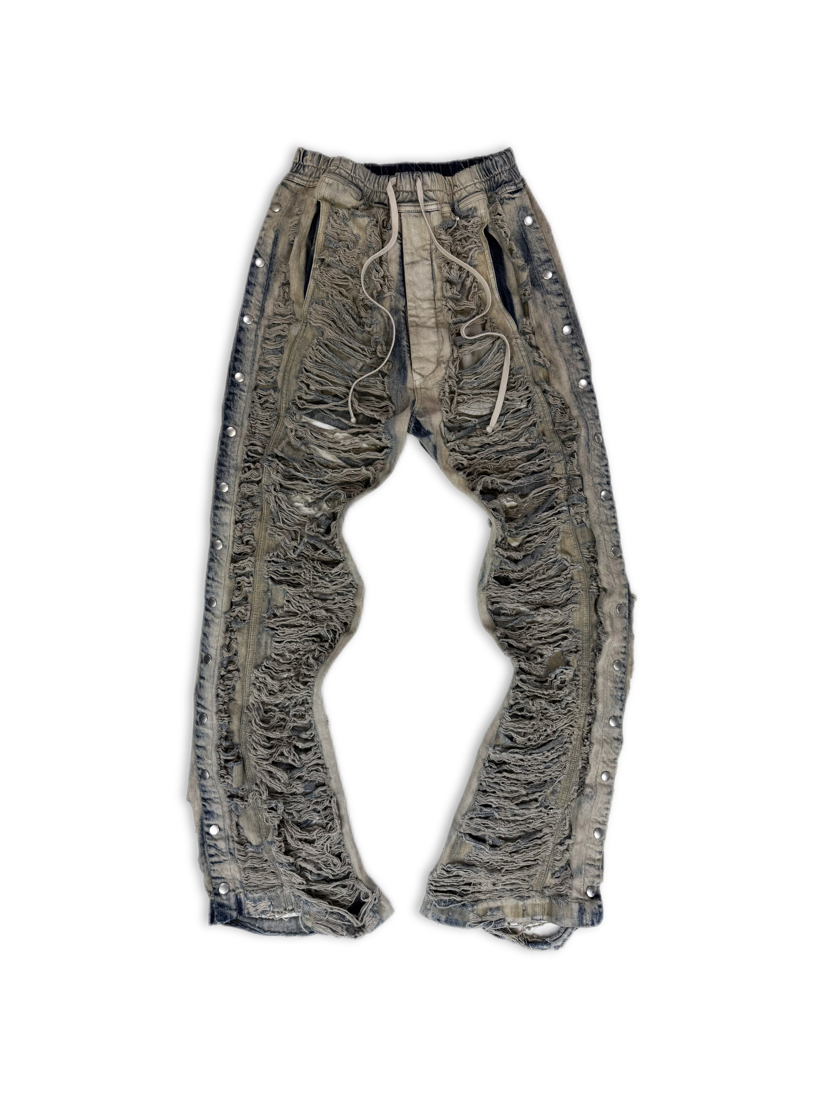 Rick Owens DRKSHDW ‘Slashed’ Distressed Mineral Pusher Pants