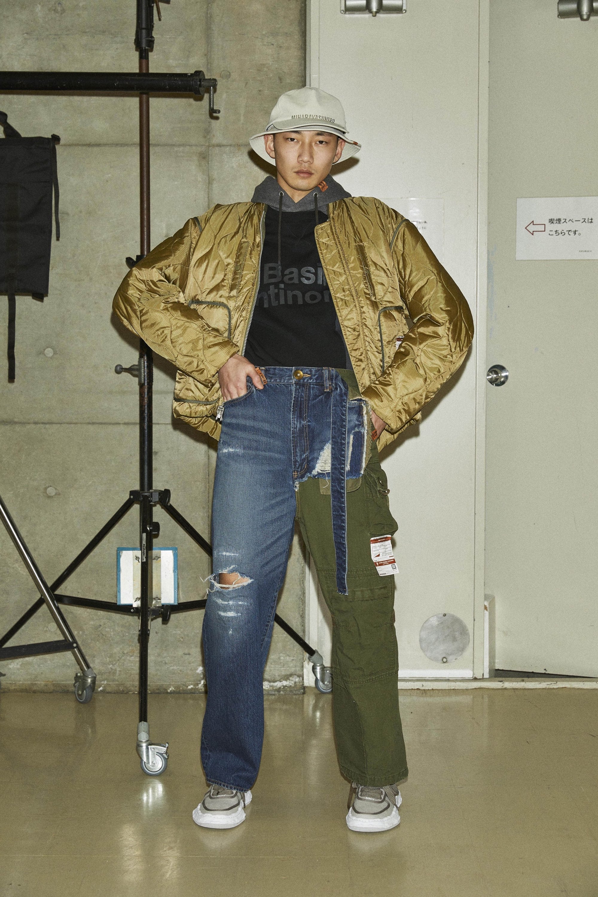 AW21 Mihara Yasuhiro ‘Hybrid’ Split Denim Distressed Cargo Pants