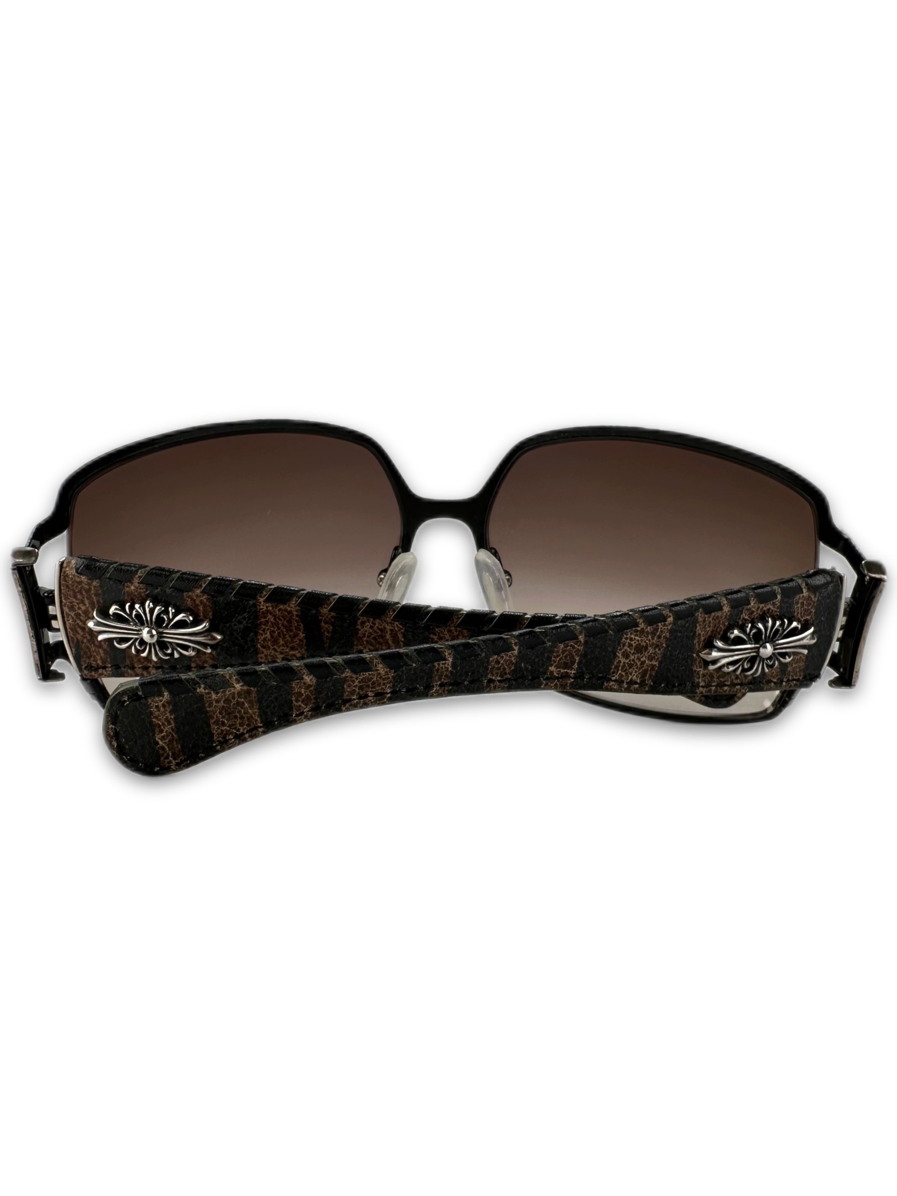 Chrome Hearts ‘Poon I’ Brown Camo Silver Scroll Logo Sunglasses