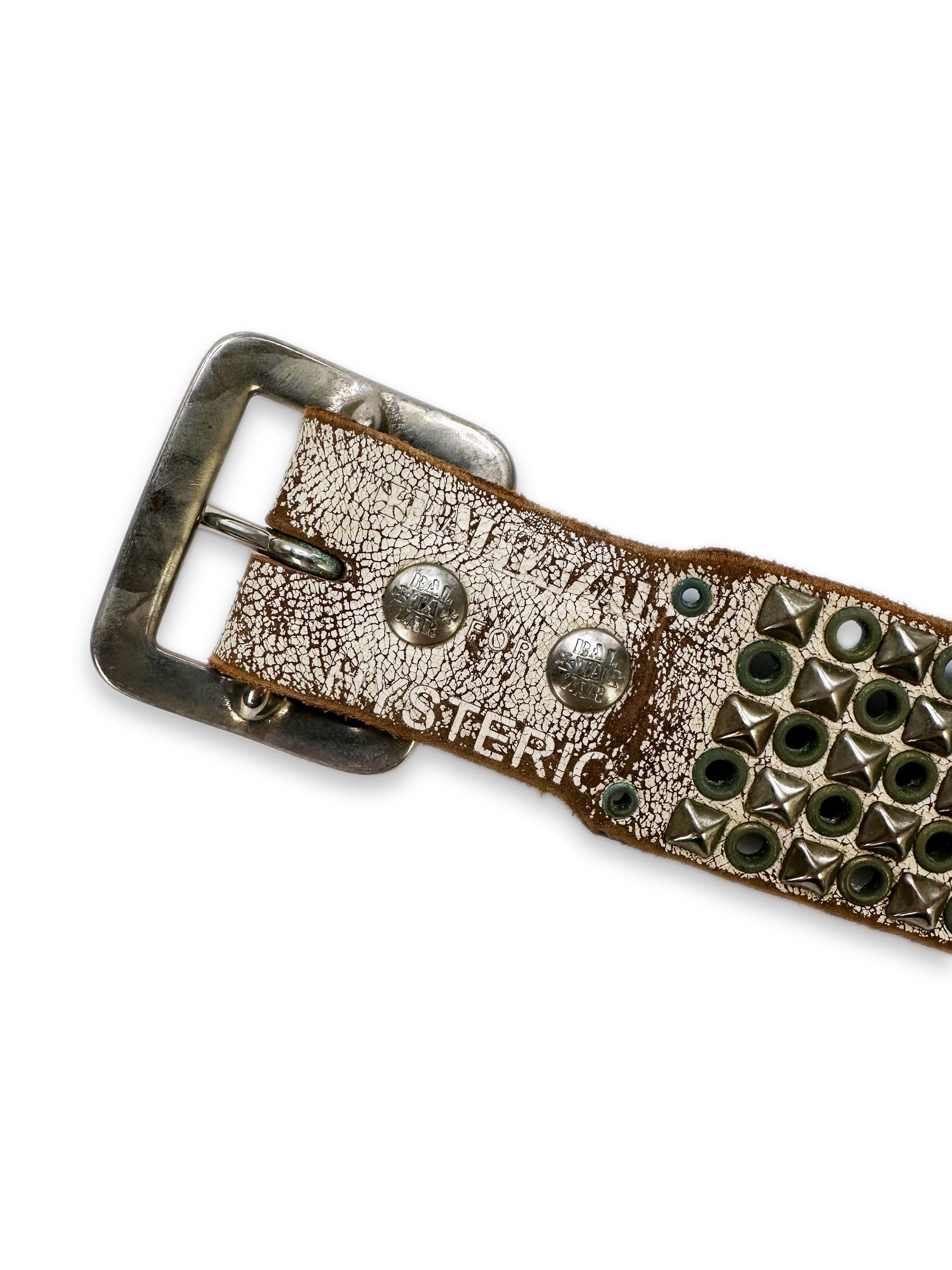 00s Hysteric Glamour Studded Spellout Silver Leather Belt