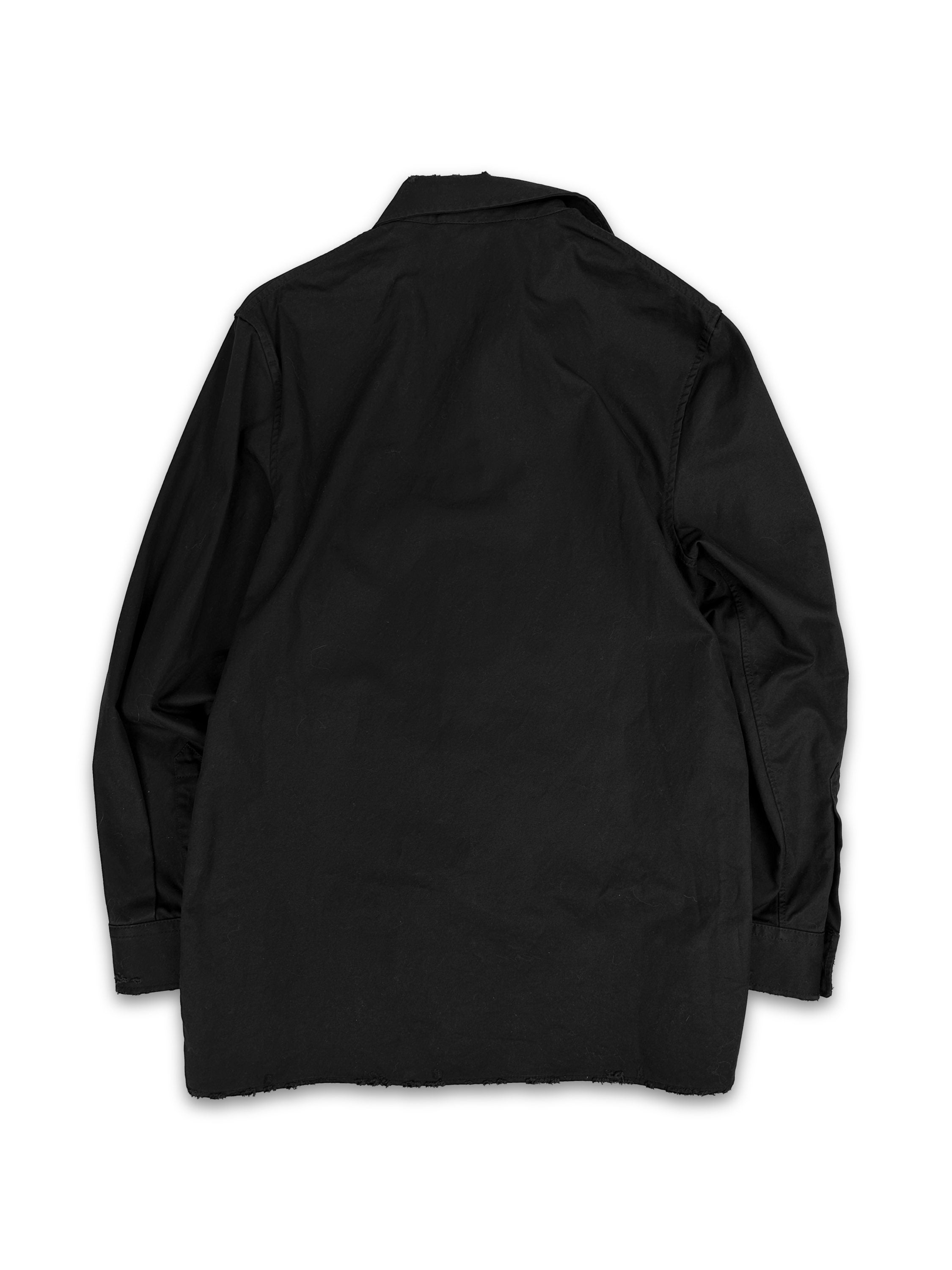 AW22 Balenciaga Distressed Collar Black Long Sleeve Button Up Shirt