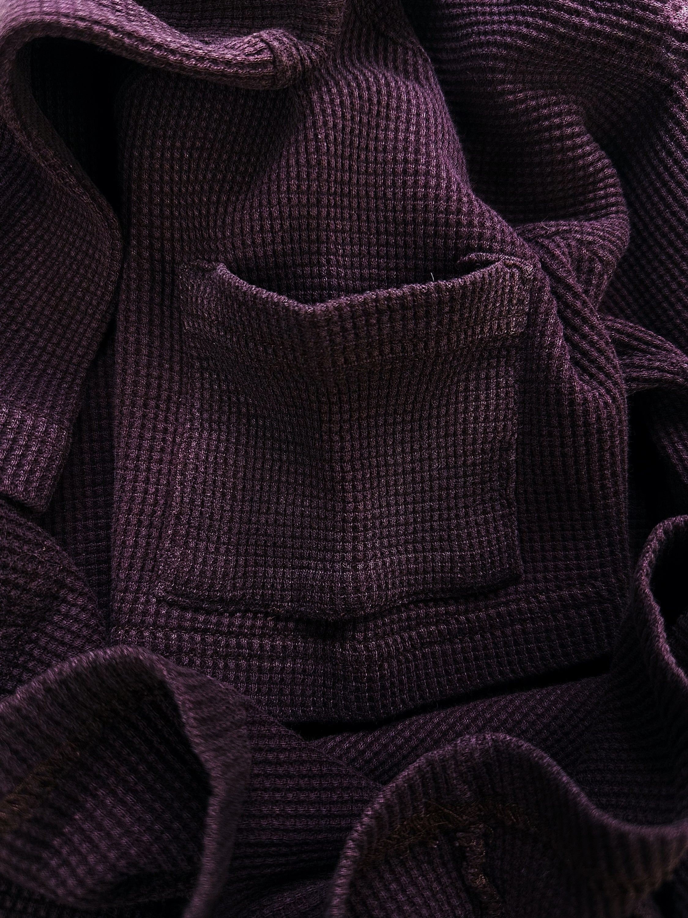 1997 Helmut Lang Burgundry Cargo Pocket Waffle T-Shirt