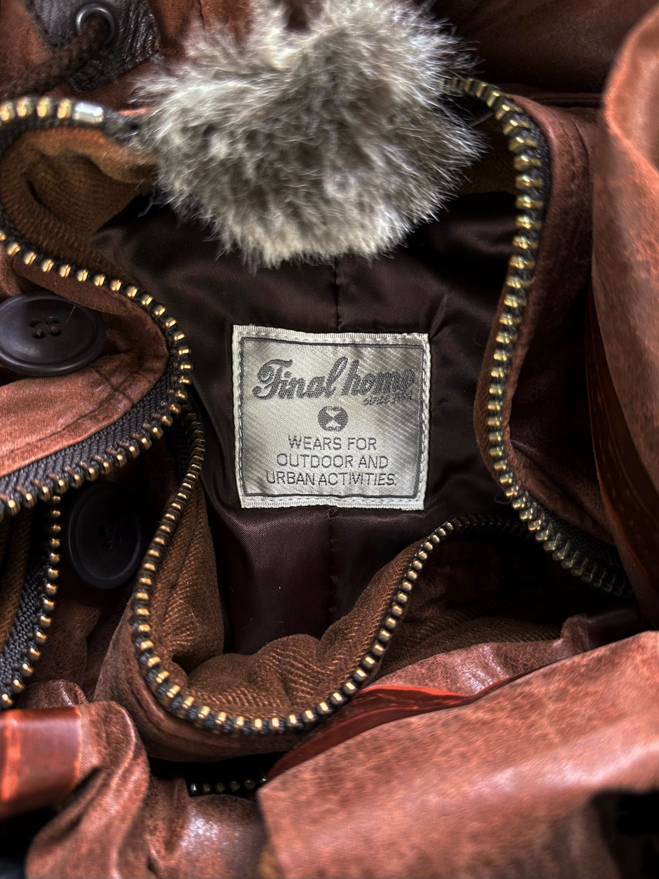 00s Final Home Fur Hood MA-1 Cargo Trench Coat