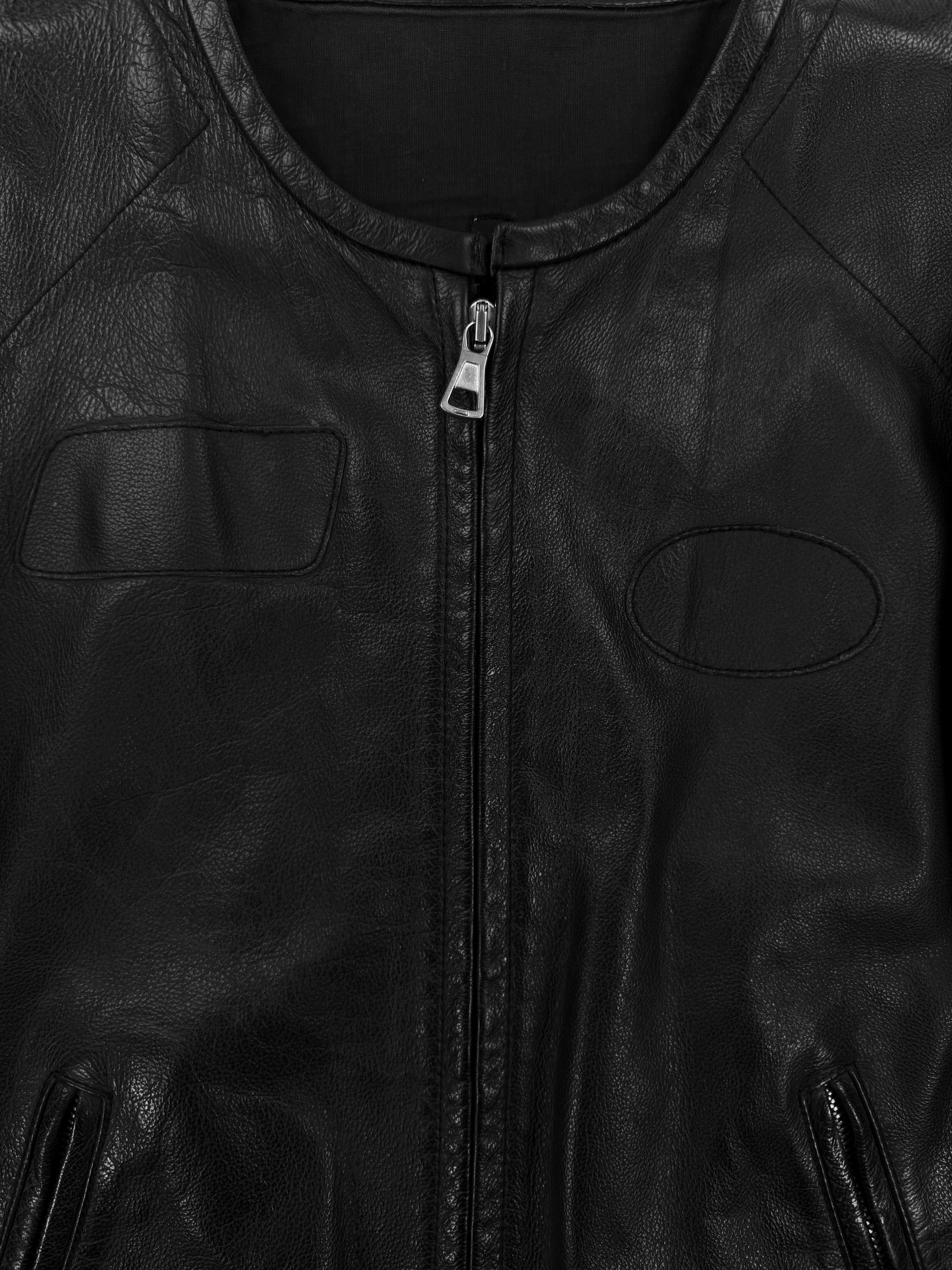 SS02 Maison Margiela ‘BLACK’ Cafe Racer Patched Leather Jacket