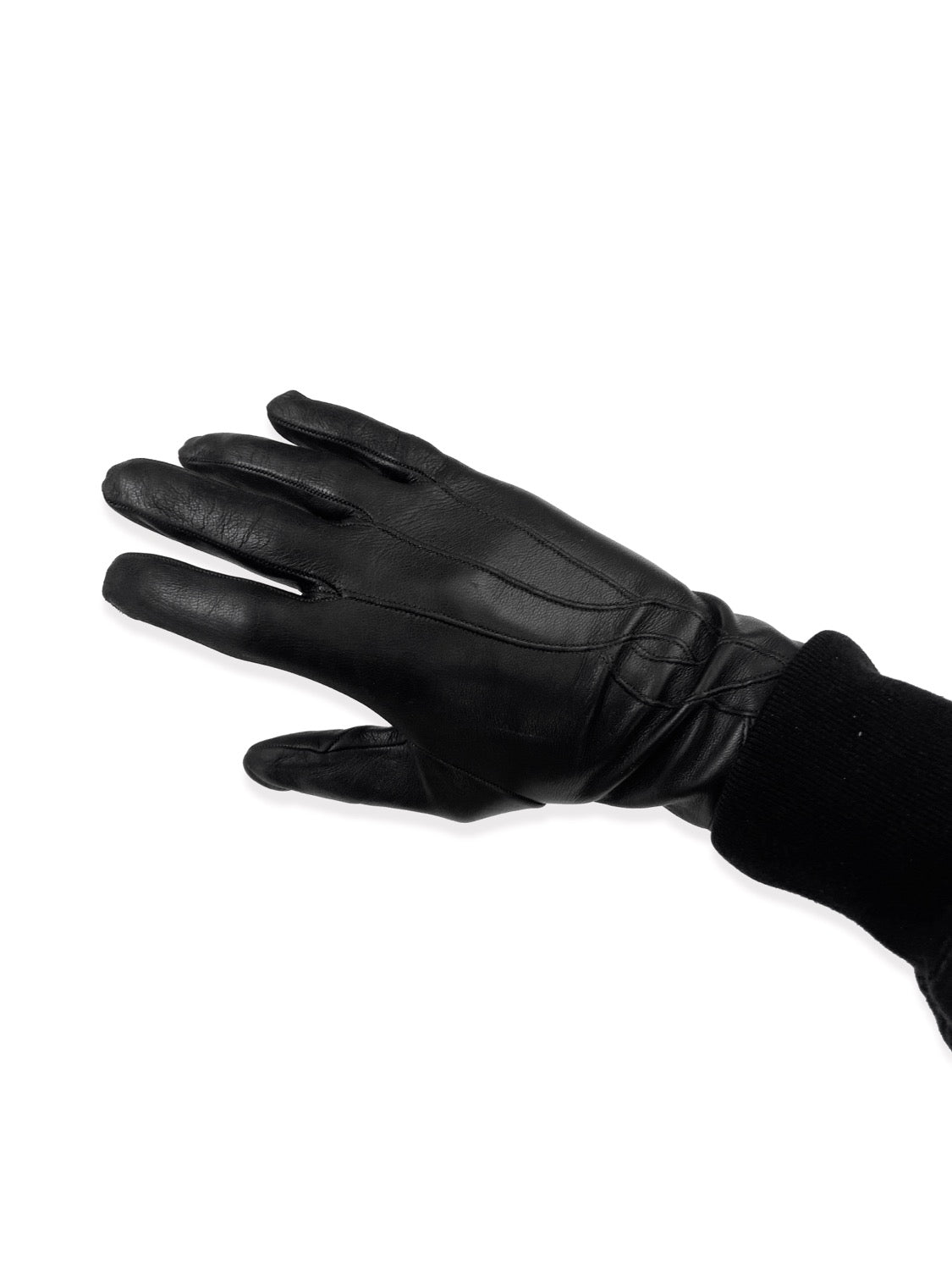 Bottega Veneta Stitched Black Leather Gloves