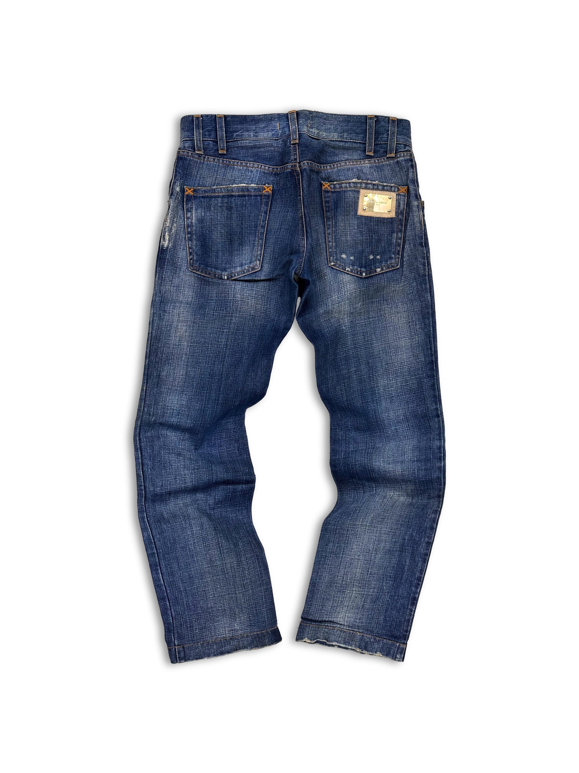 00s Dolce & Gabbana Blue Distressed Heavy Weight Denim