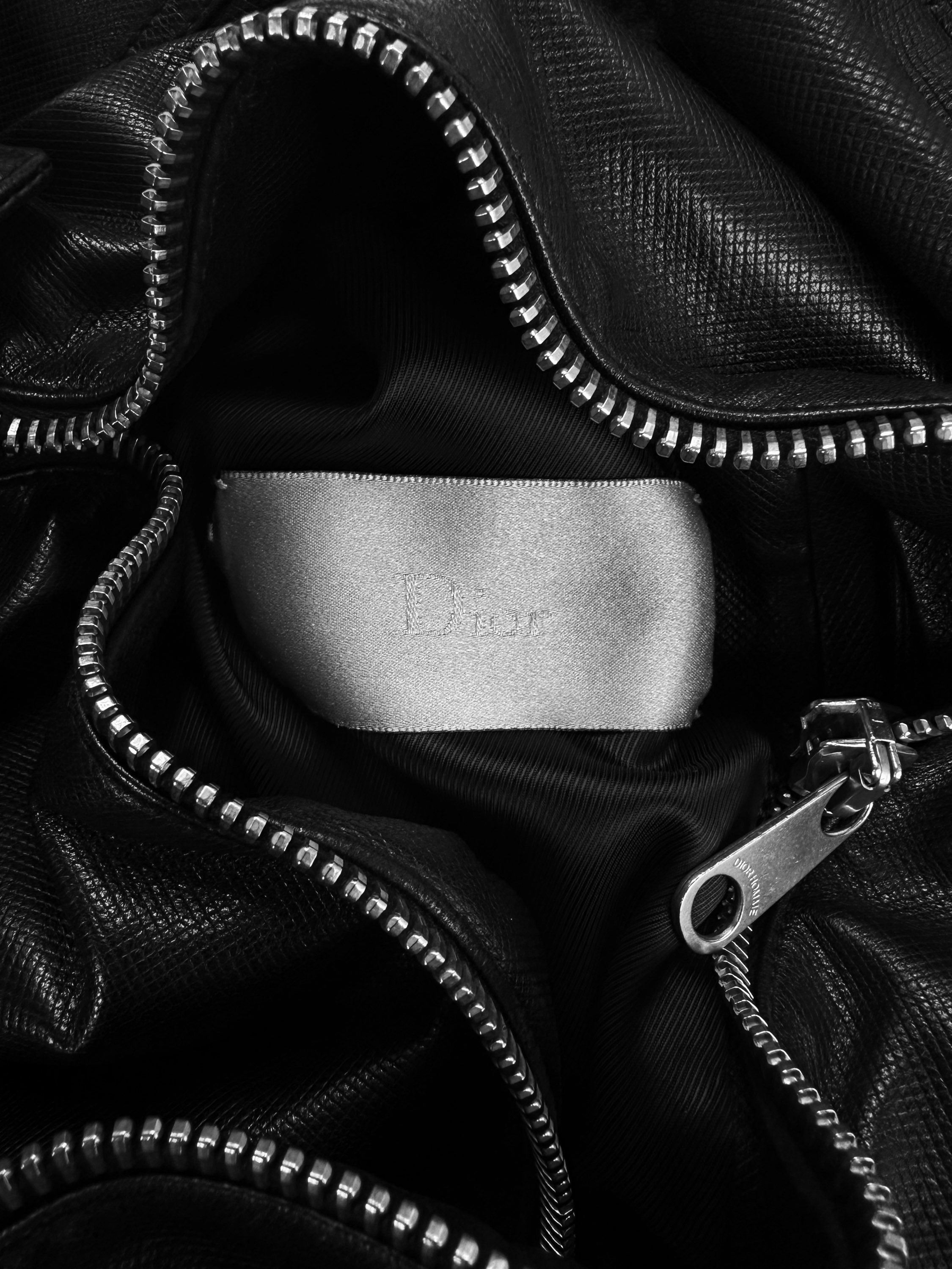 Dior Homme ‘Darting’ Midnight Black High Neck Leather Biker Jacket