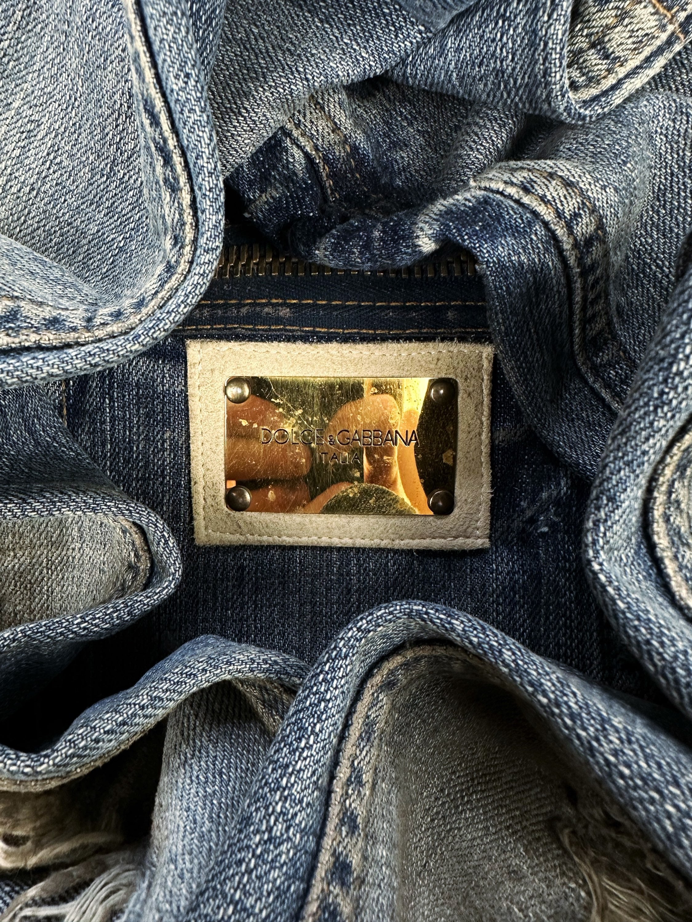00s Dolce & Gabbana Mud Wash Distressed Cross Denim