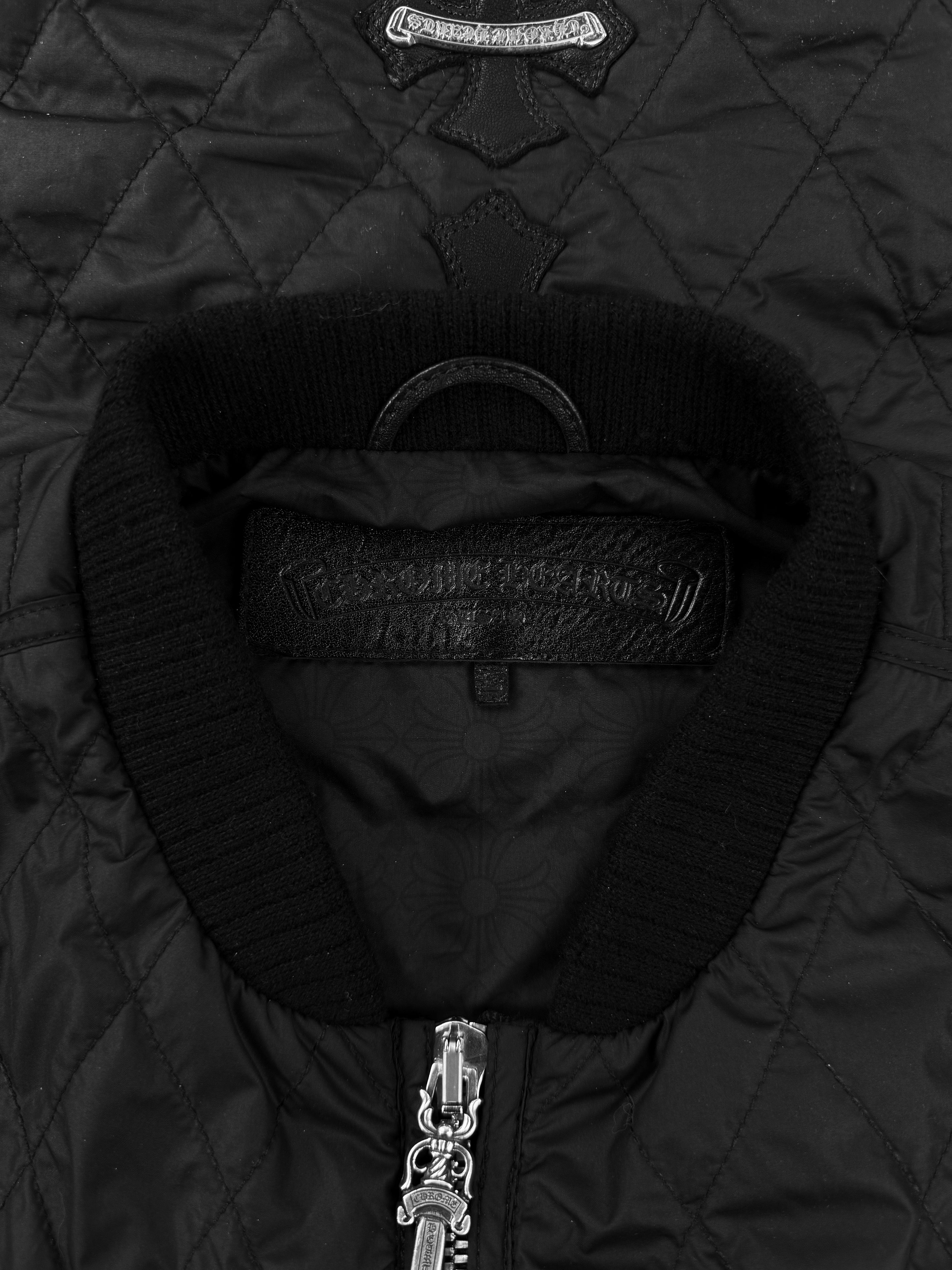 Chrome Hearts Spine Leather Cross Patch Black Dagger Zip Papa’s Vest
