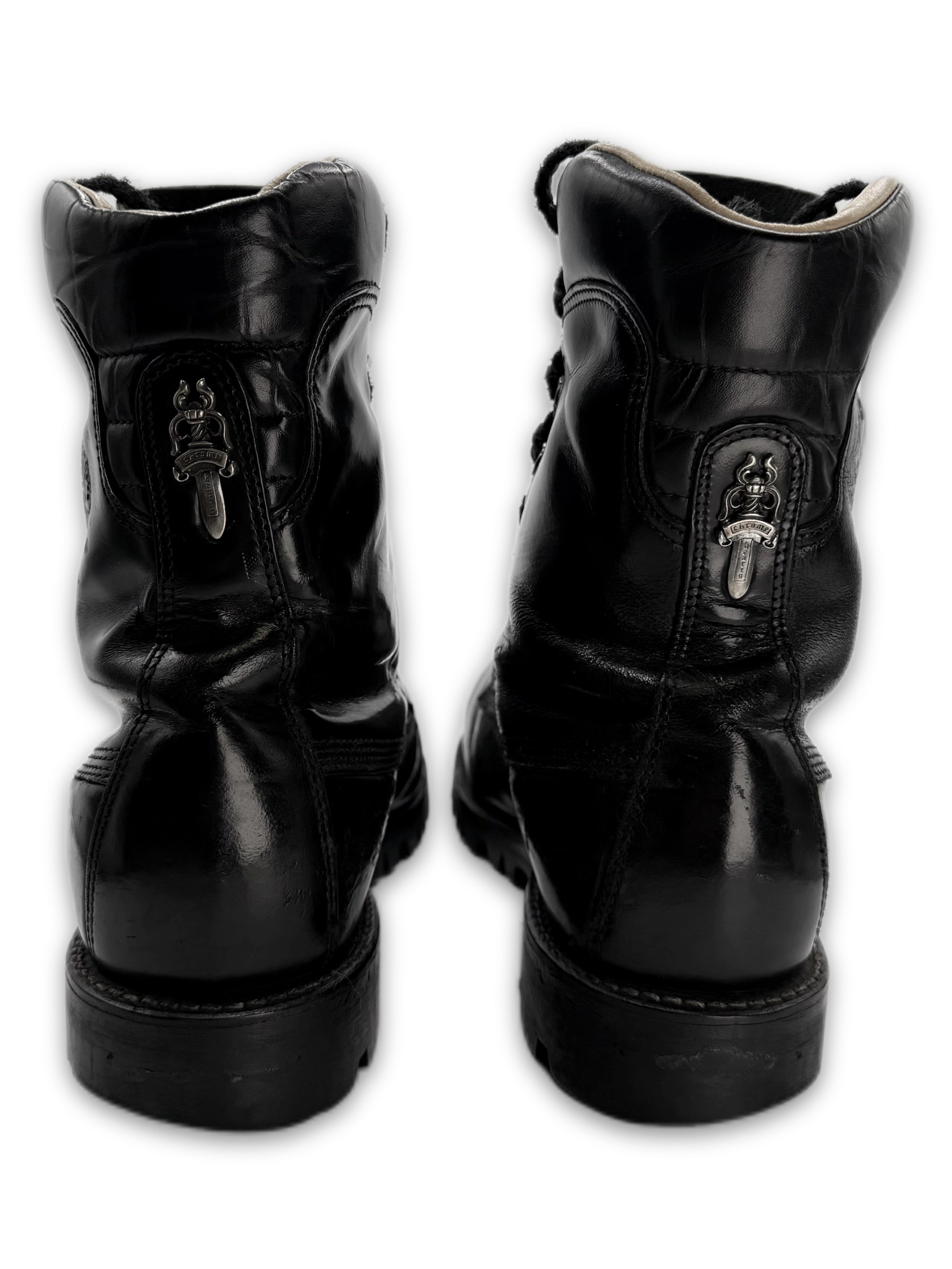 Chrome Hearts x Chippewa Front Dagger Zip Leather Fireman Boots