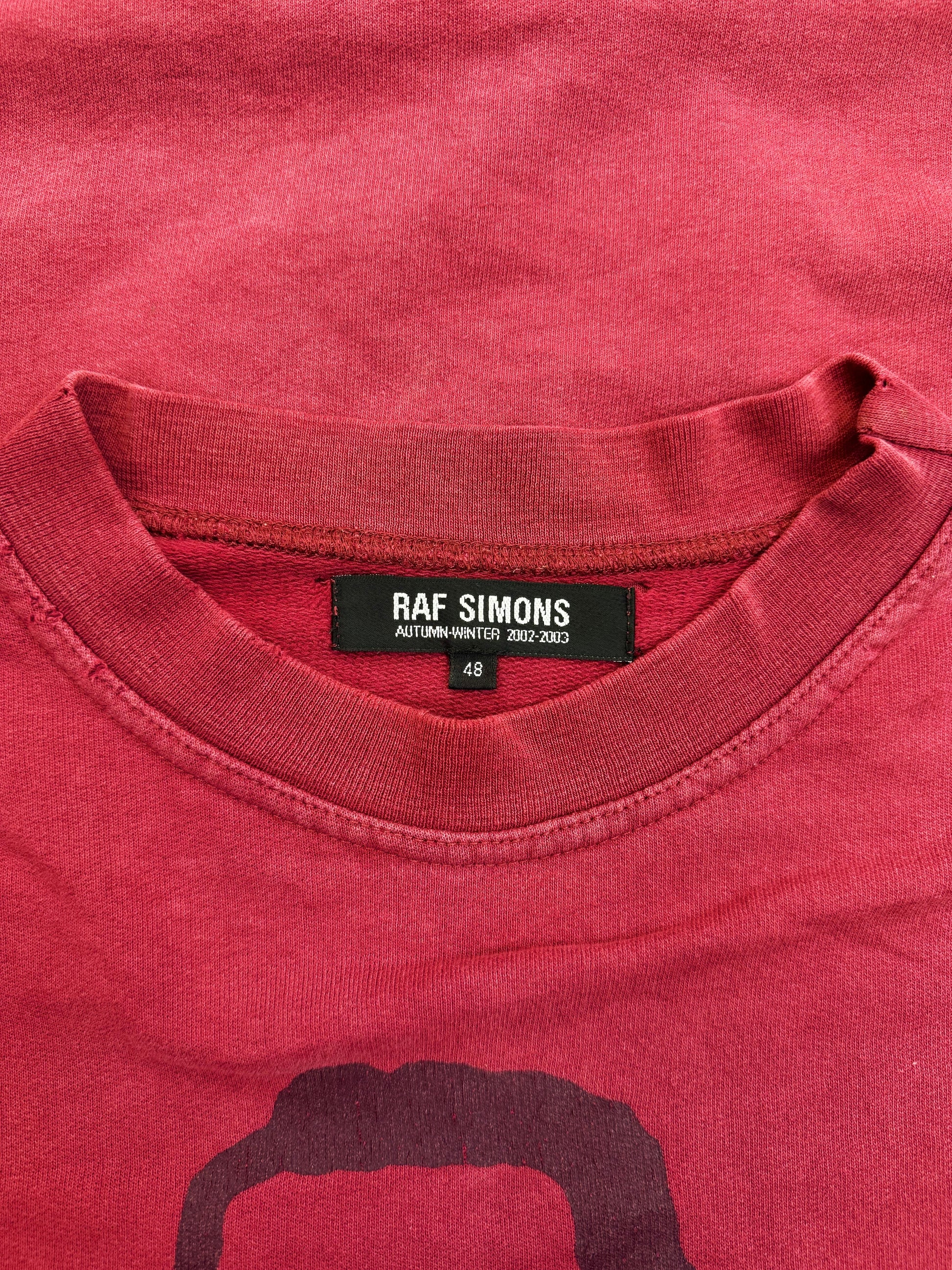 AW02 Raf Simons ‘Virginia Creeper’ Roots Front Graphic Red Crewneck