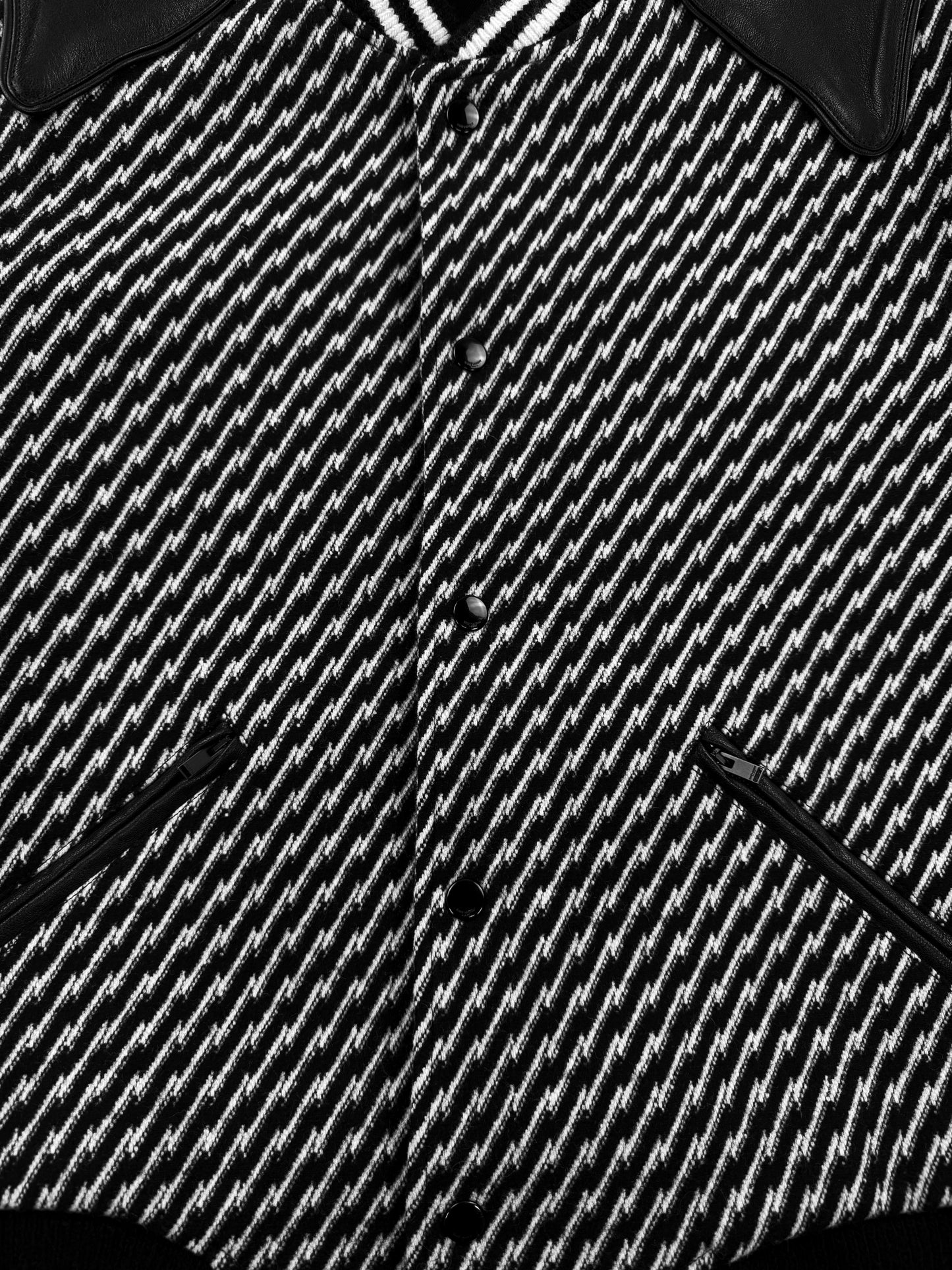 AW18 Saint Laurent Houndstooth Black/White ‘Teddy’ Varsity Jacket