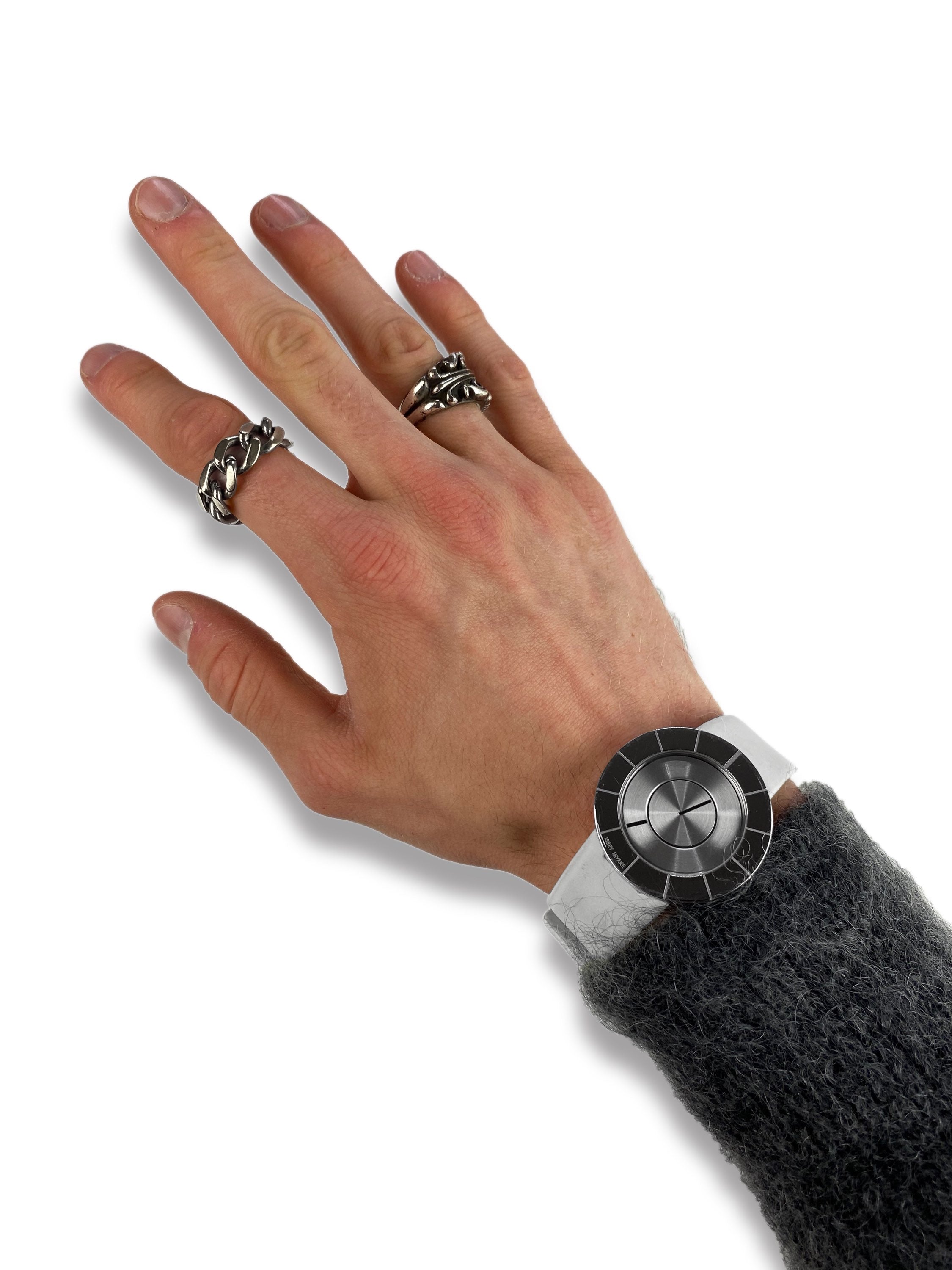 90s Issey Miyake TO SILAN001 Minimal Silver Leather Watch
