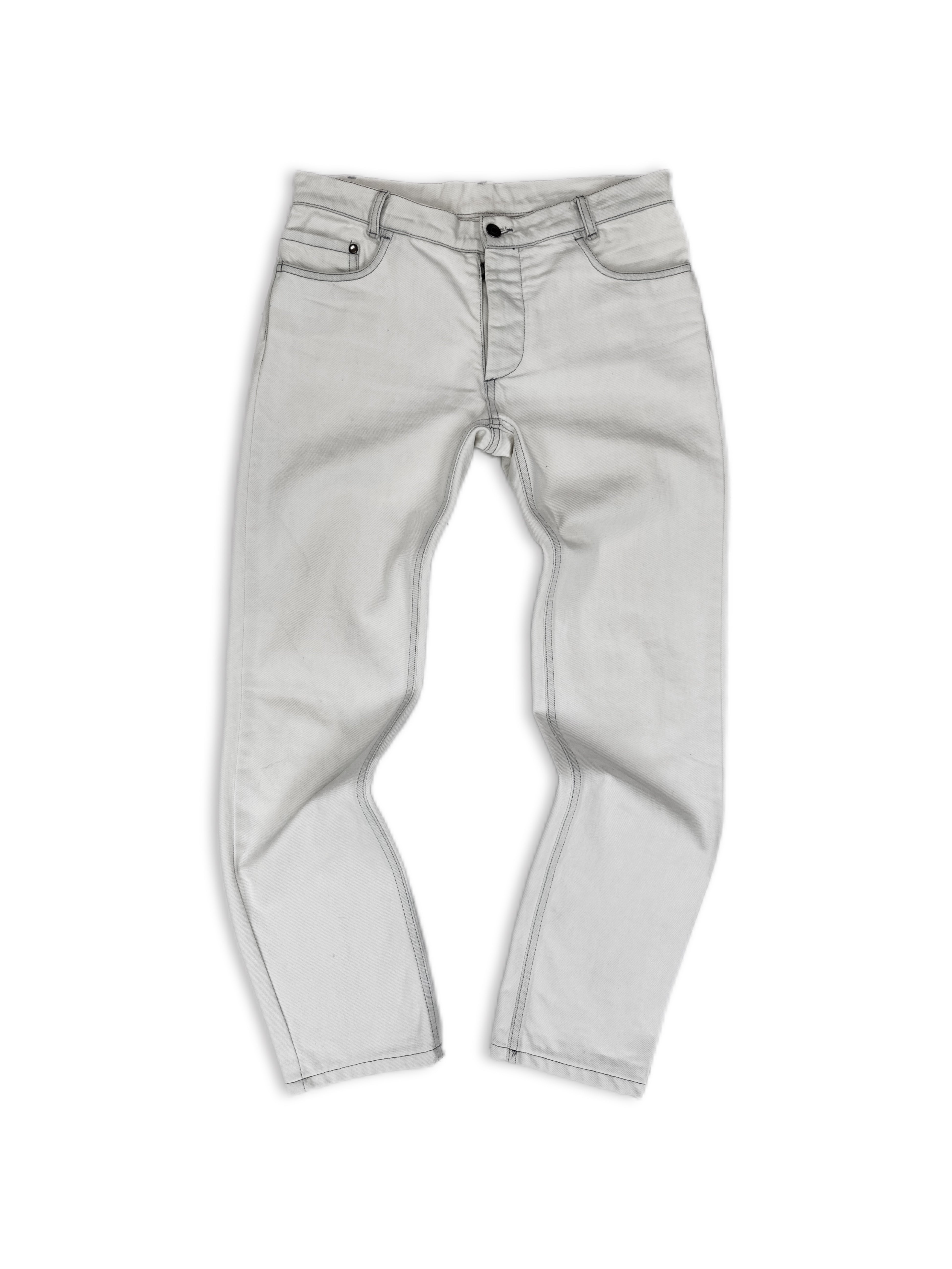 Maison Margiela White Slim Cut Contrast Stitch Denim