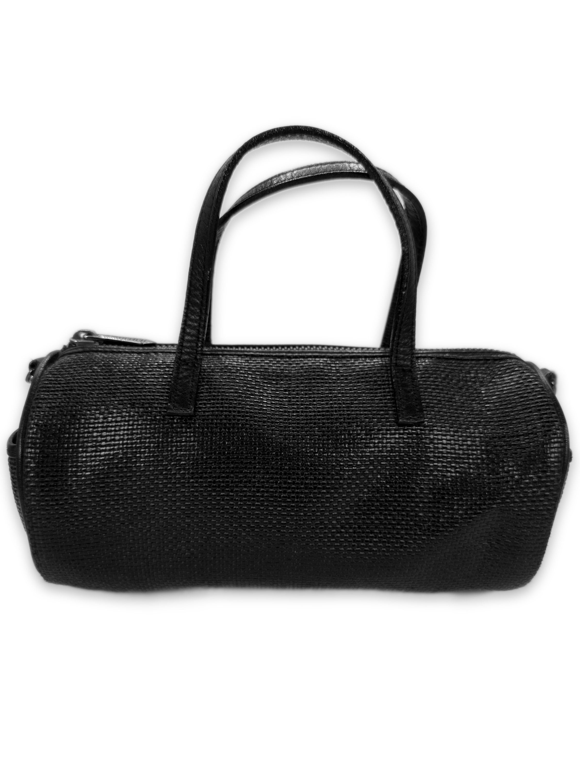 90s Jean Paul Gaultier Black Woven Mini Duffle Bag