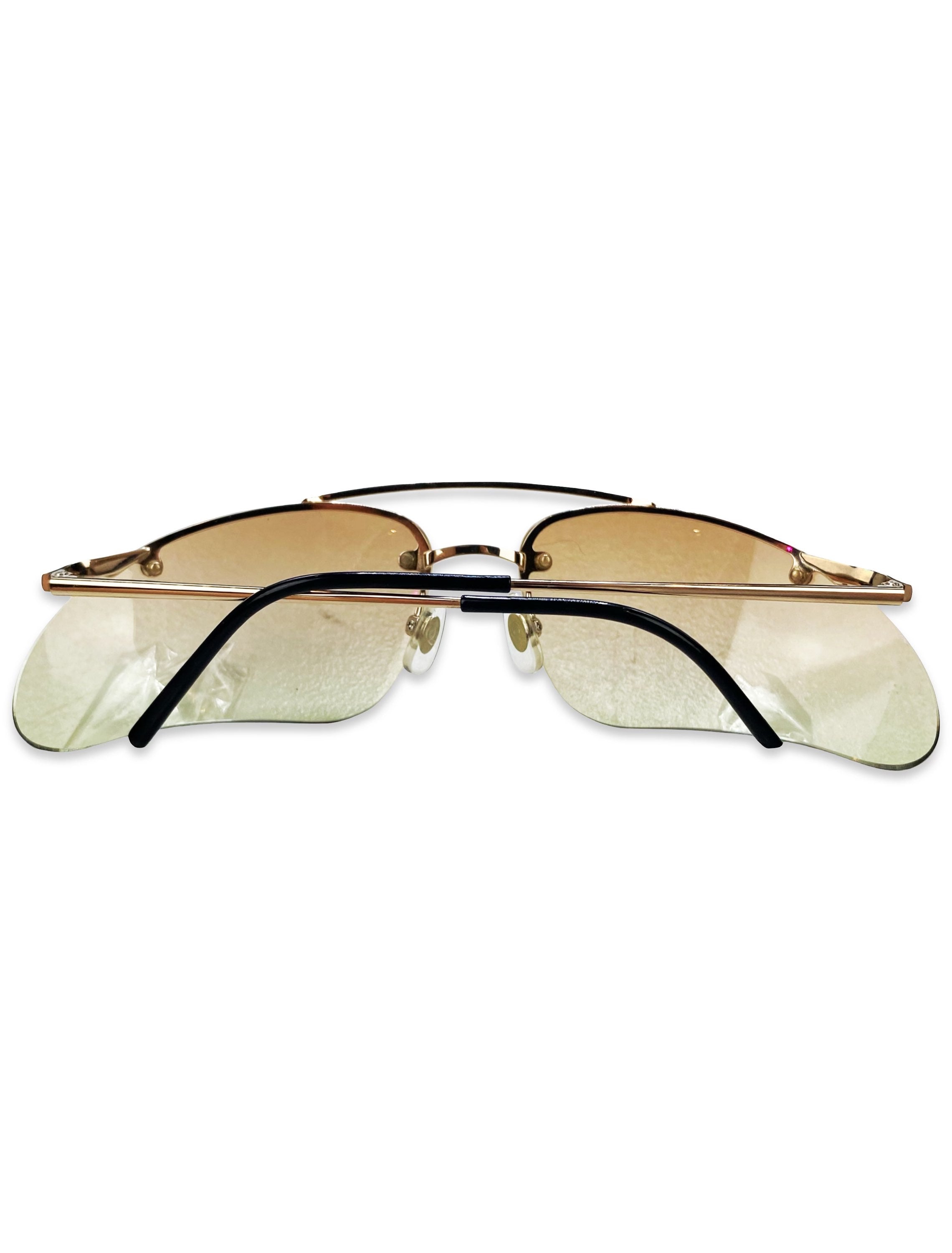 Alexander McQueen Eye Slit Warm Tint Metallic Sunglasses