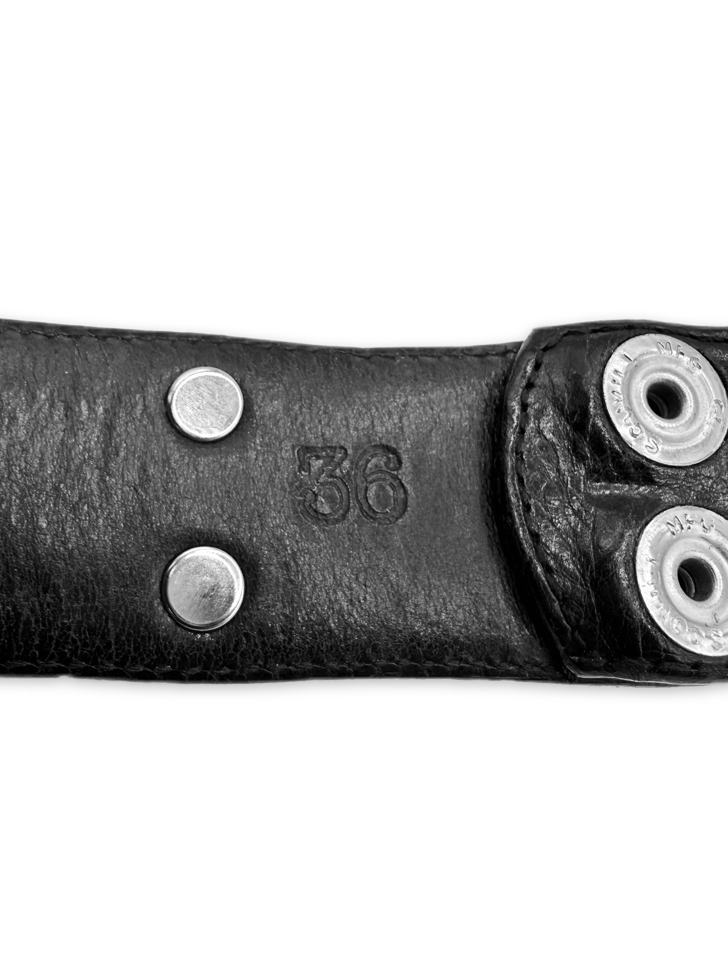 Chrome Hearts Double 6 Point Star Pendant Black Leather Belt Strap