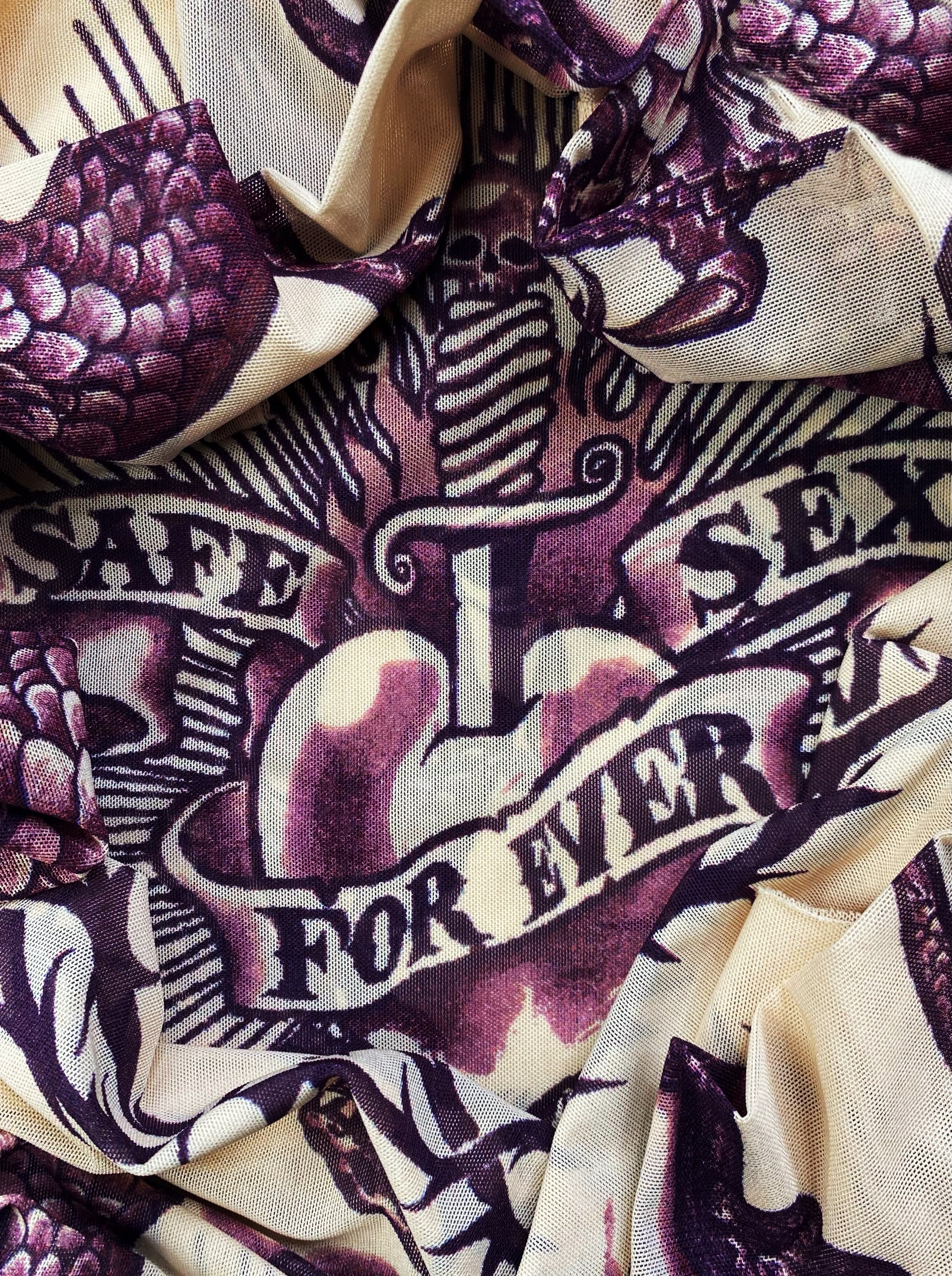 SS96 Jean Paul Gaultier ‘Safe Sex Forever’ Mesh Tattoo Longsleeve