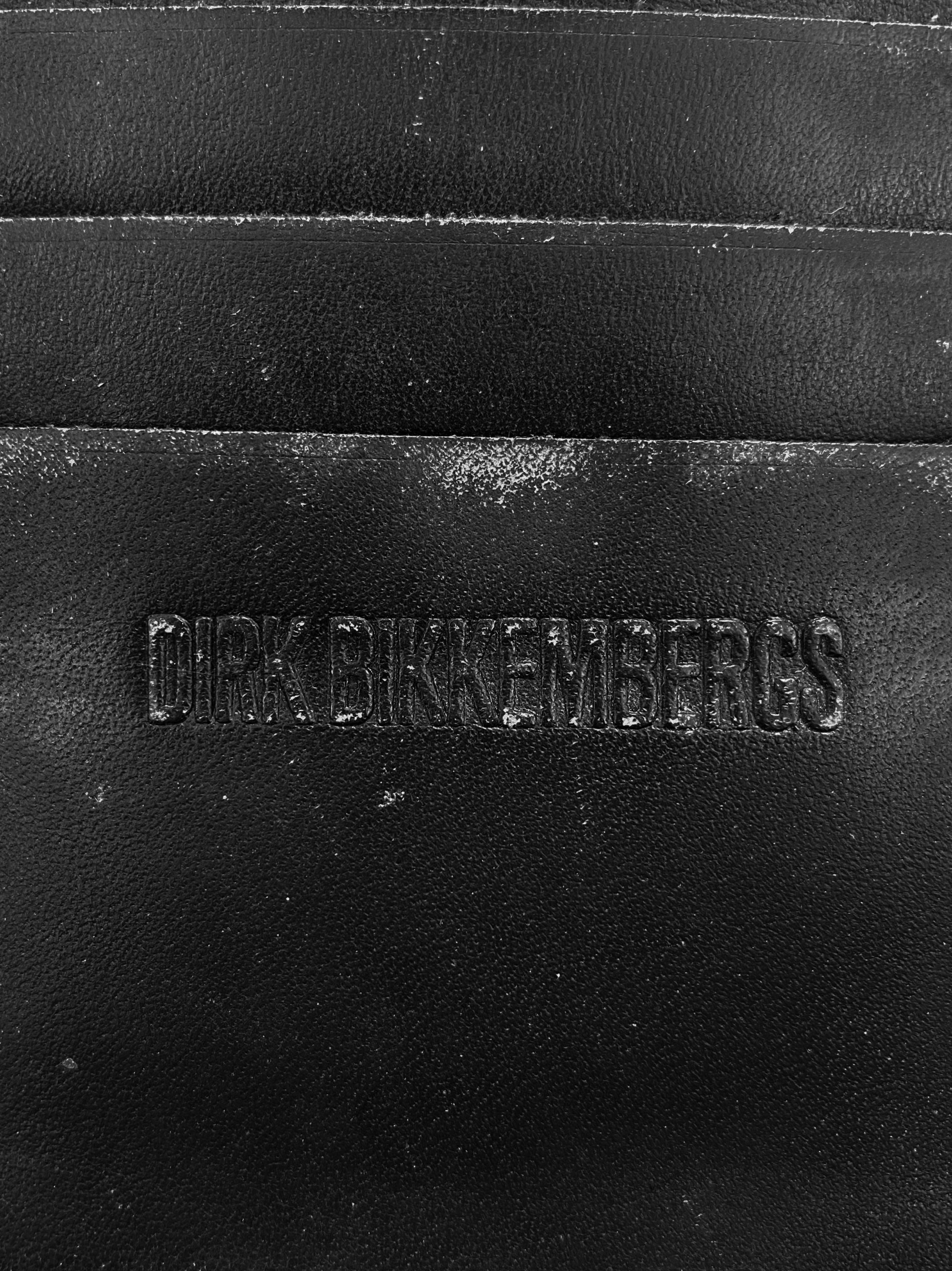 Dirk Bikkembergs Leather Full Zip Ribbed Black Wallet