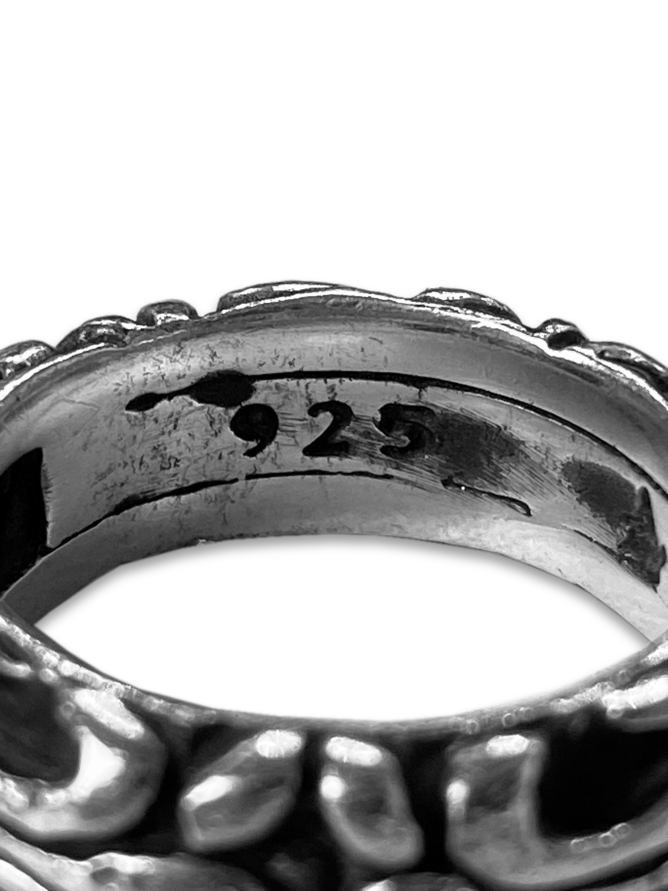 90s A&amp;G Rock n’ Roll Couture Etched .925 Silver Ring