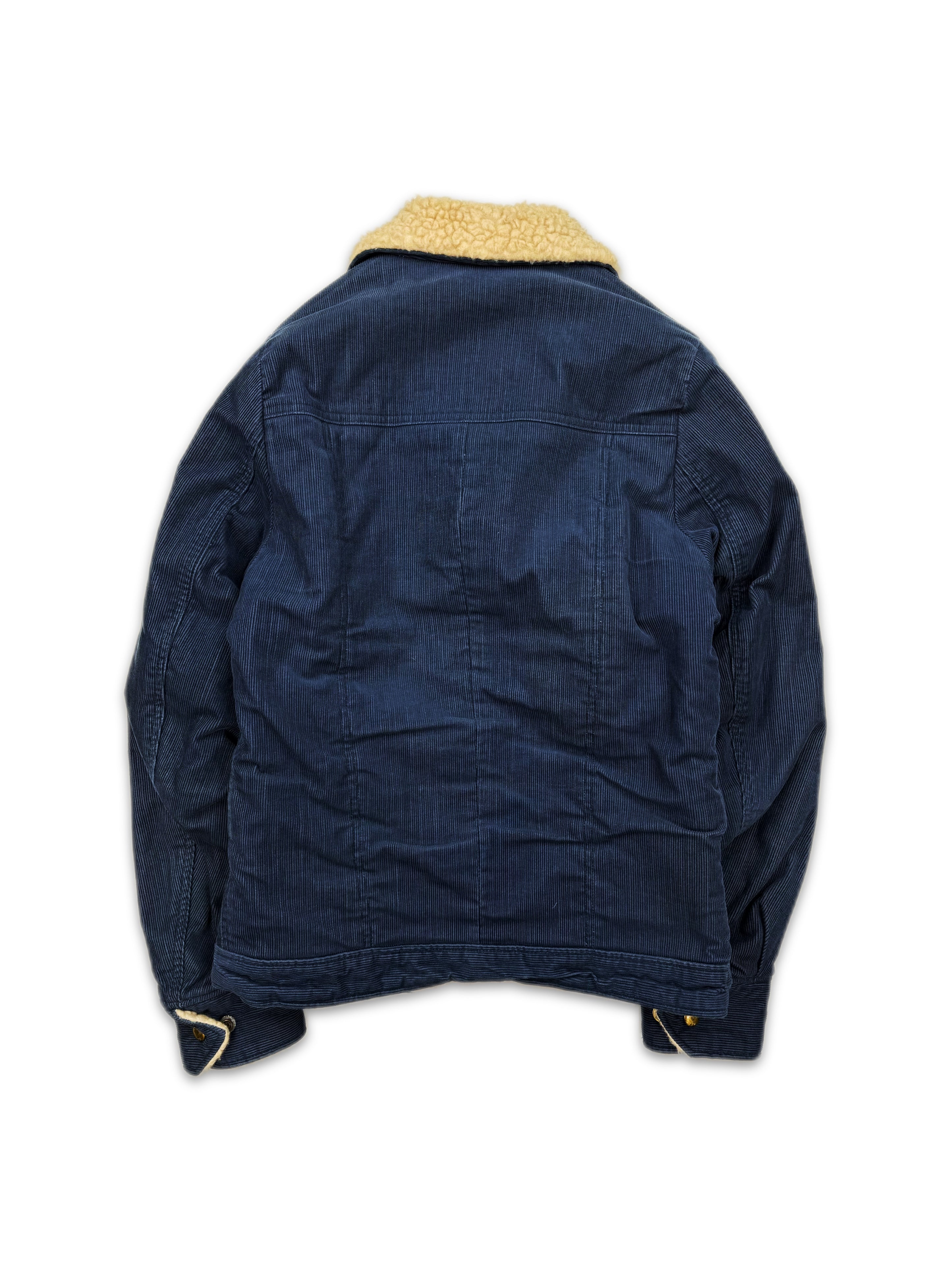 Visvim Shearling Lined Blue Corduroy Multi Pocket Jacket