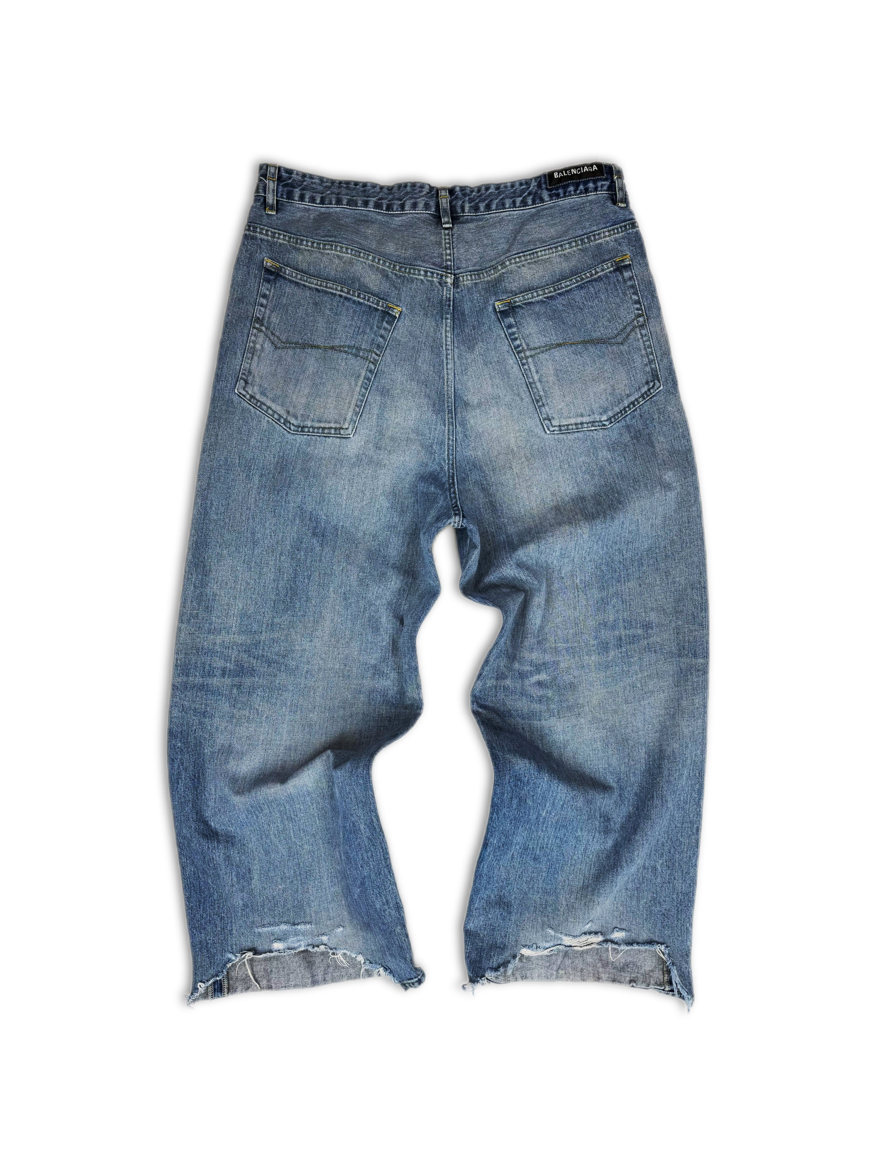 SS24 Balenciaga ‘Skater’ Drawstring Shoelace Light Wash Baggy Denim
