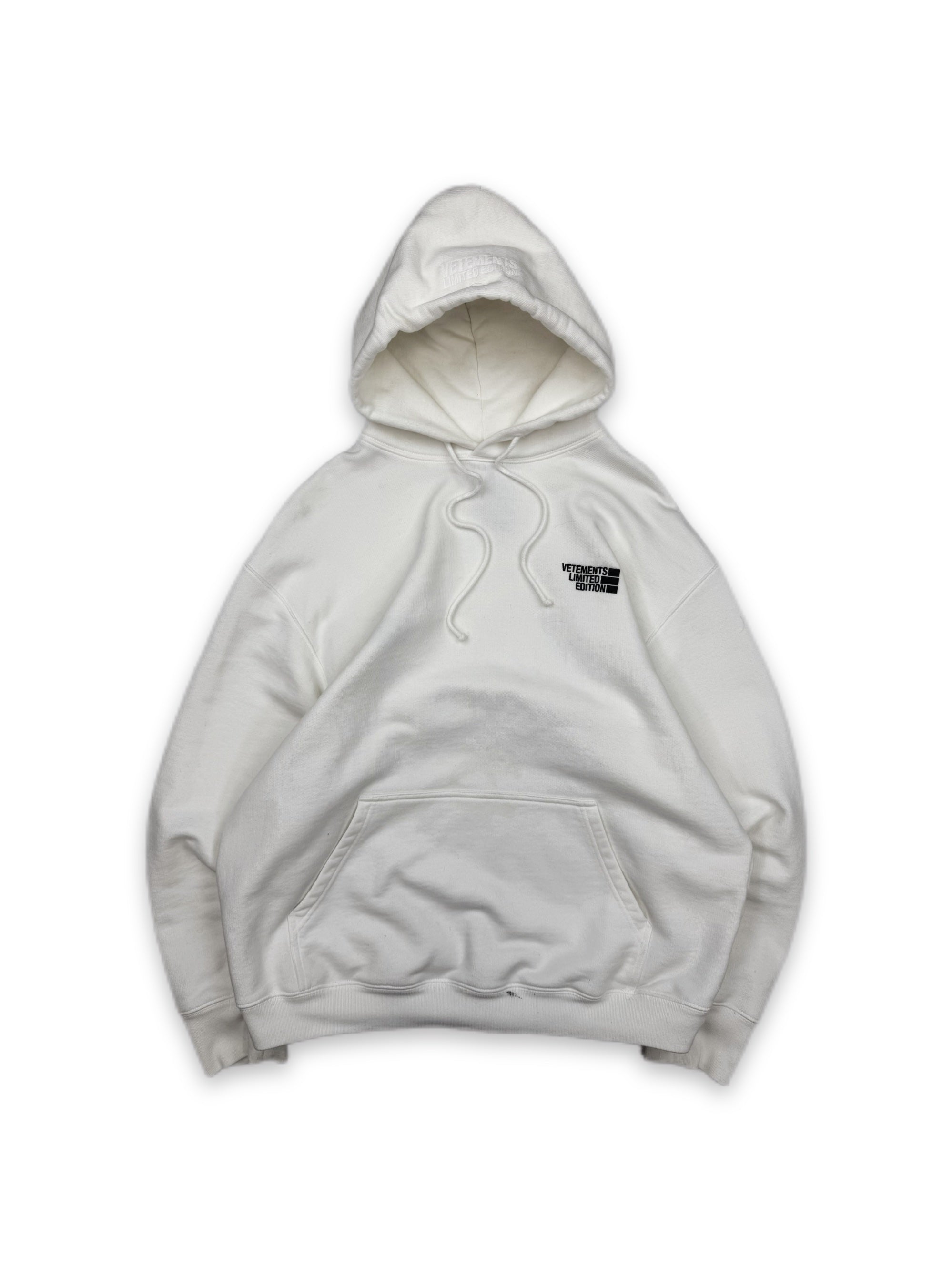 Vetements Limited Edition White Embroidered Hoodie
