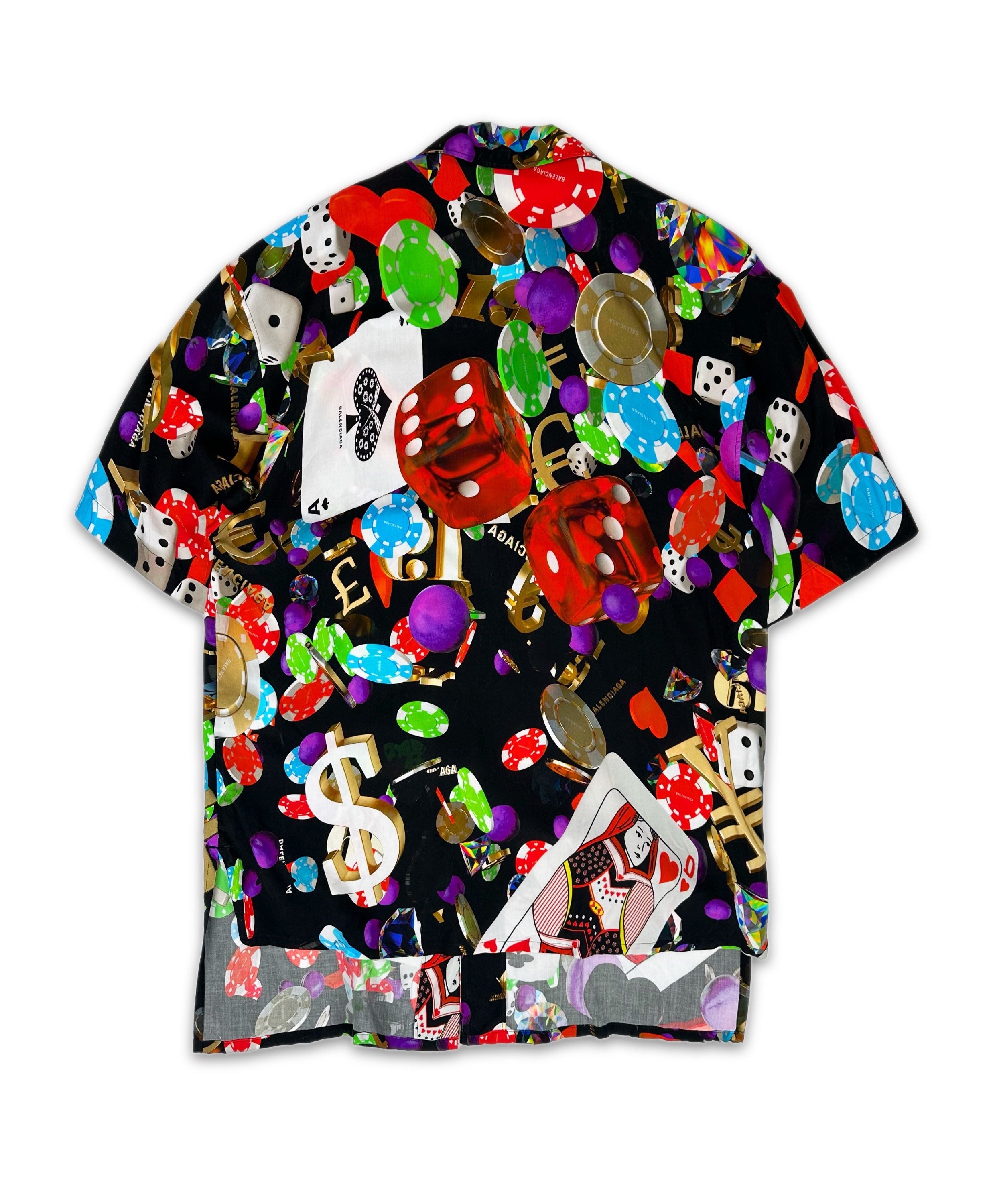 SS19 Balenciaga ‘Casino’ Print Short Sleeve Camp Collar Shirt
