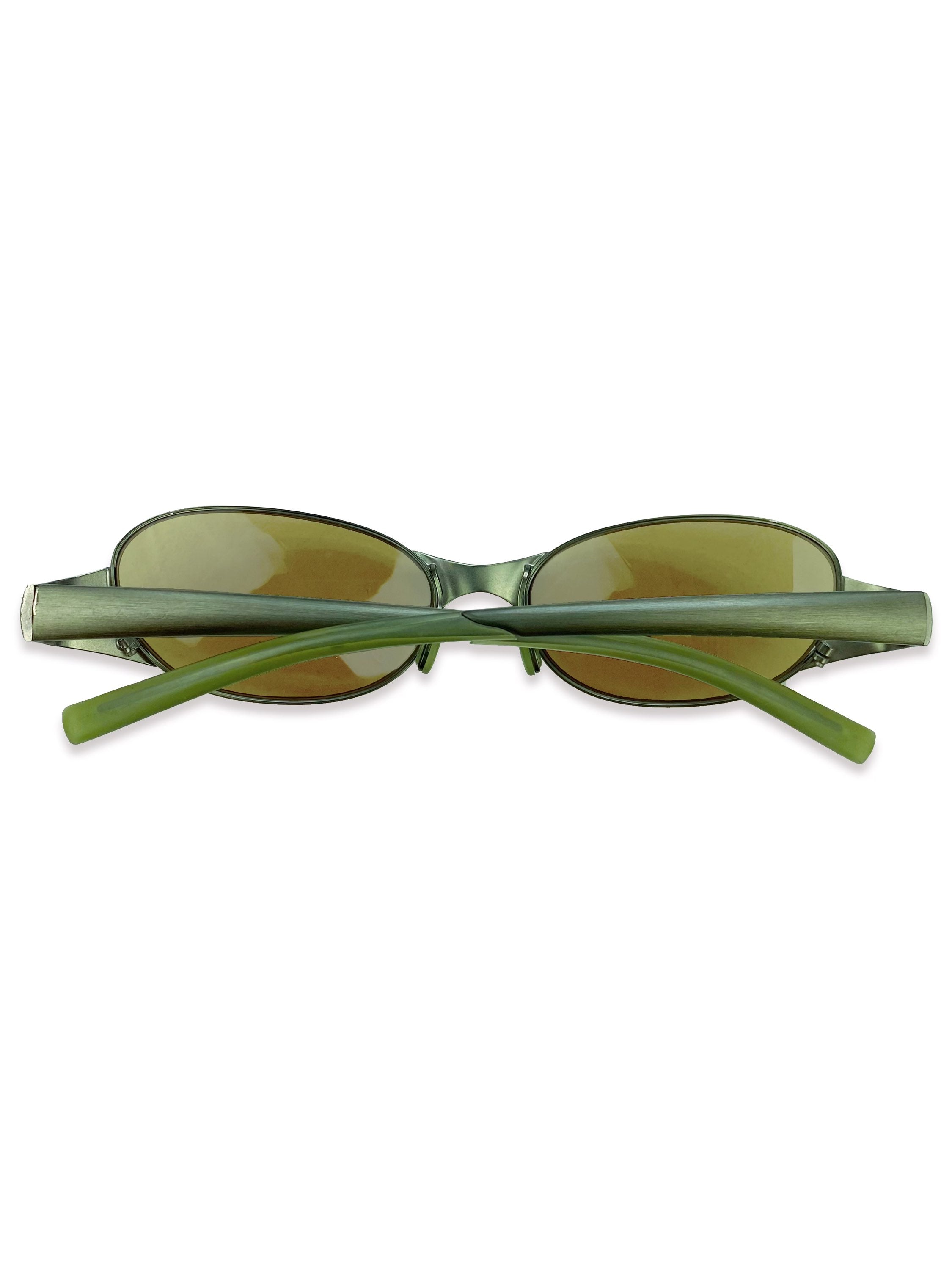 2000’s Prada Olive Green Metallic Matte Tinted Sunglasses