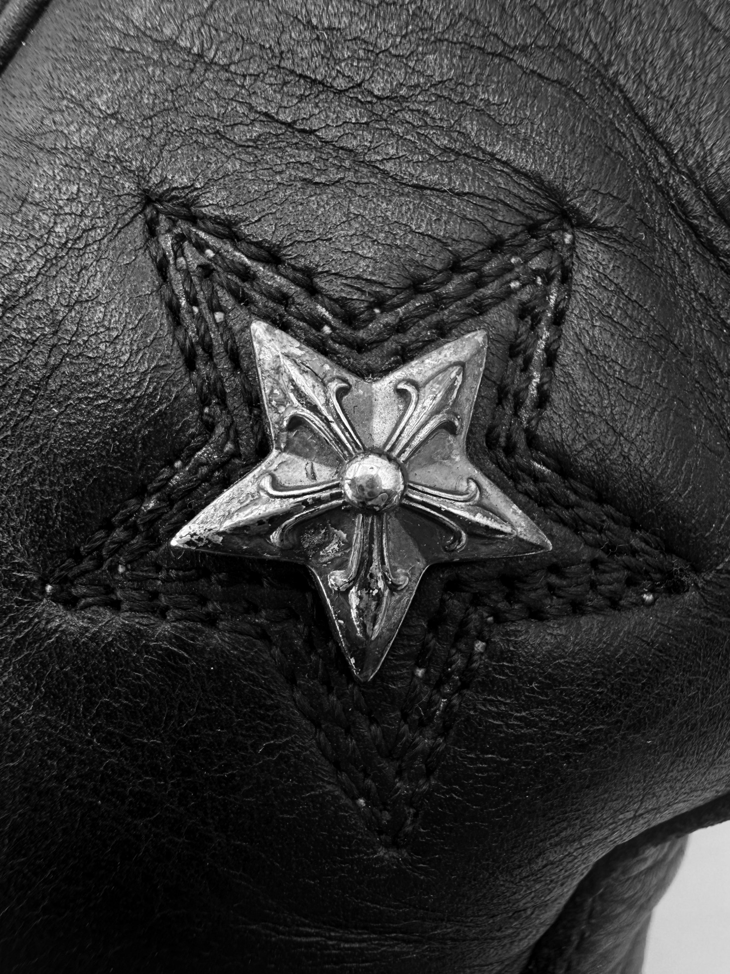 Chrome Hearts Western Star Black Leather Dagger Cowboy Boots
