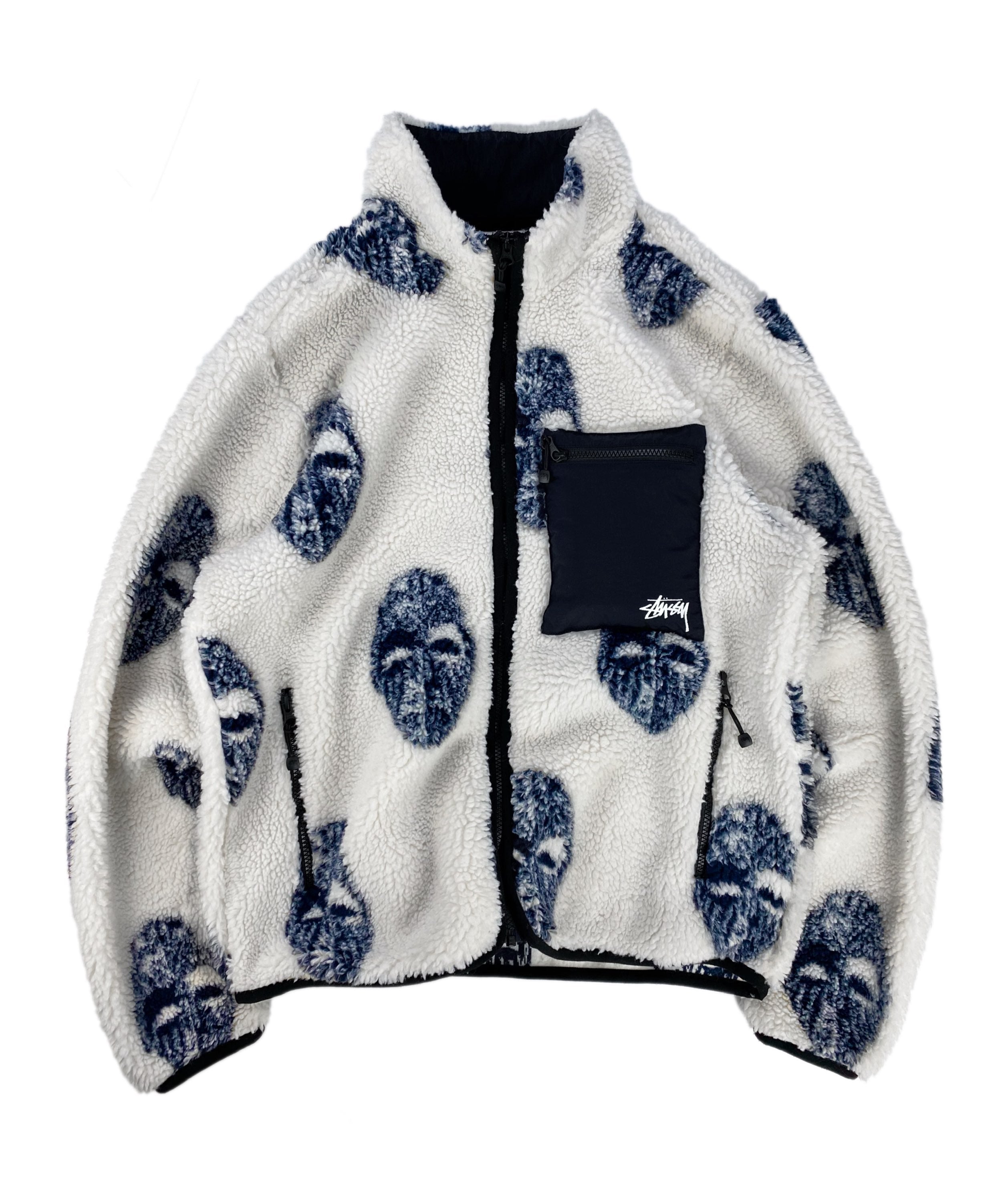 SS20 Stüssy ‘Mask’ Full-zip Graphic Sherpa Fleece Jacket