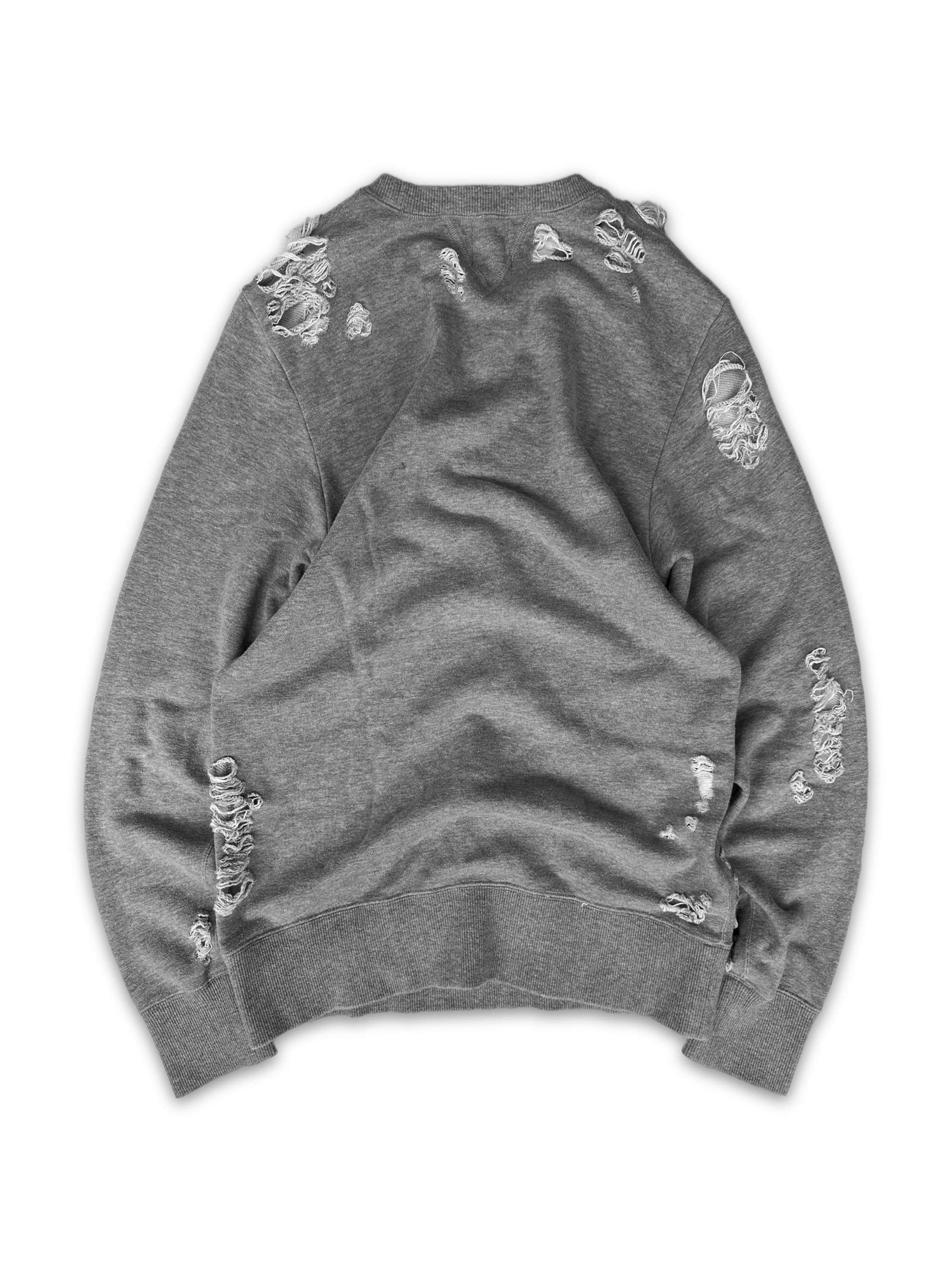 00s Mihara Yasuhiro ‘Distressed’ Heather Grey Oversized Crewneck