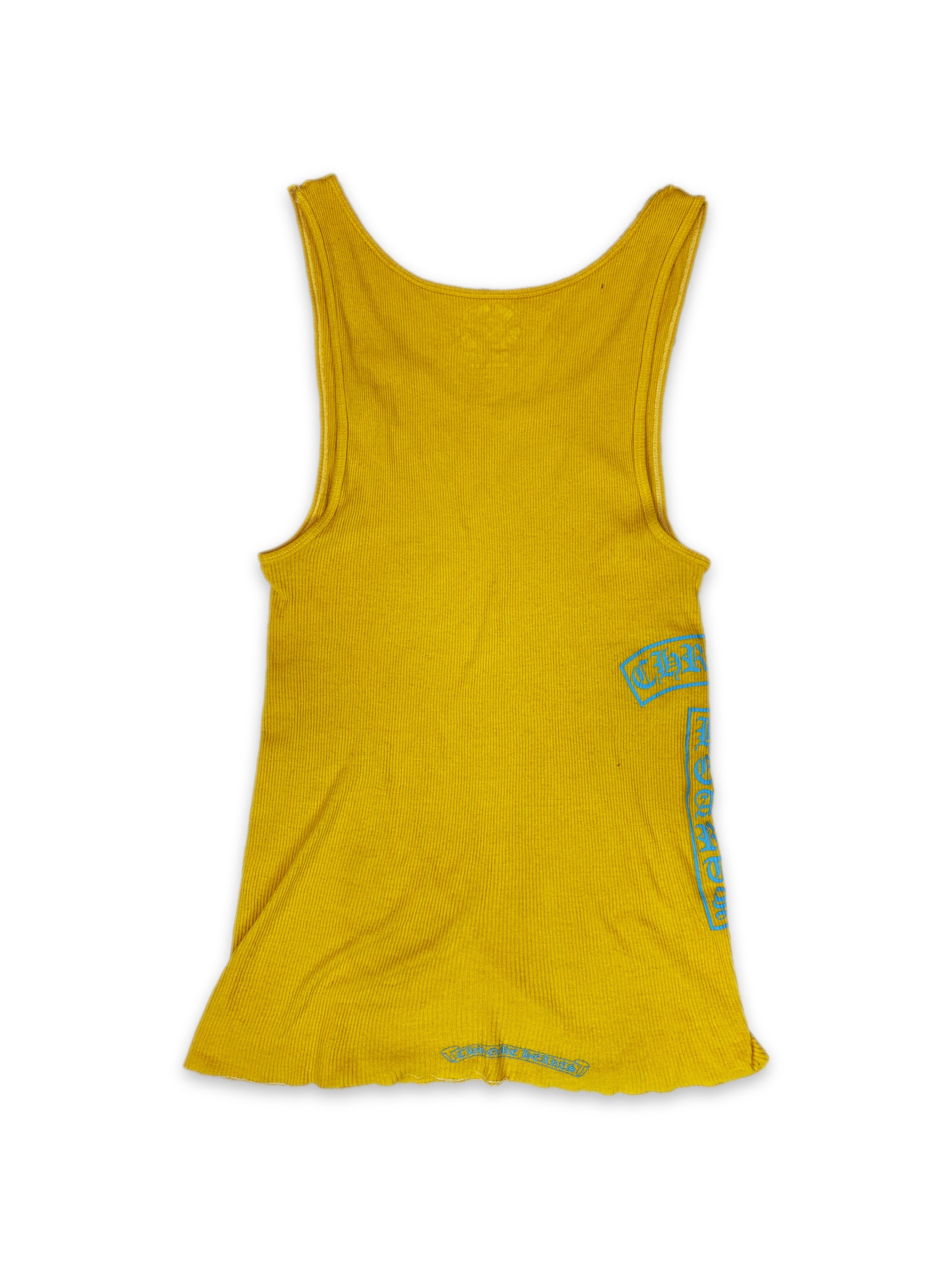 Chrome Hearts Yellow ‘T Bar’ Script Logo Ribbed Tank Top