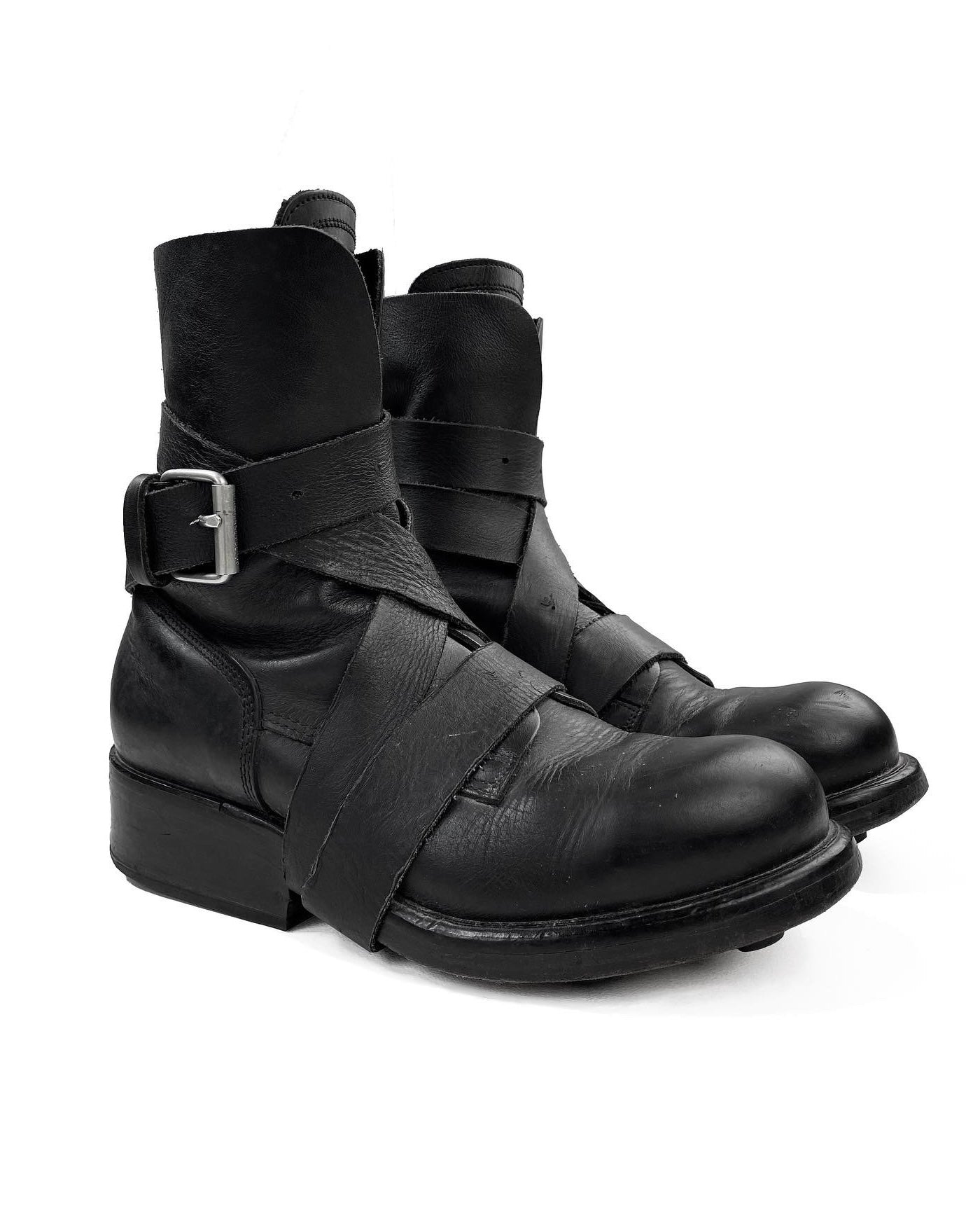 AW97 Dirk Bikkembergs Belted Tornado Wrap Leather Combat Boots