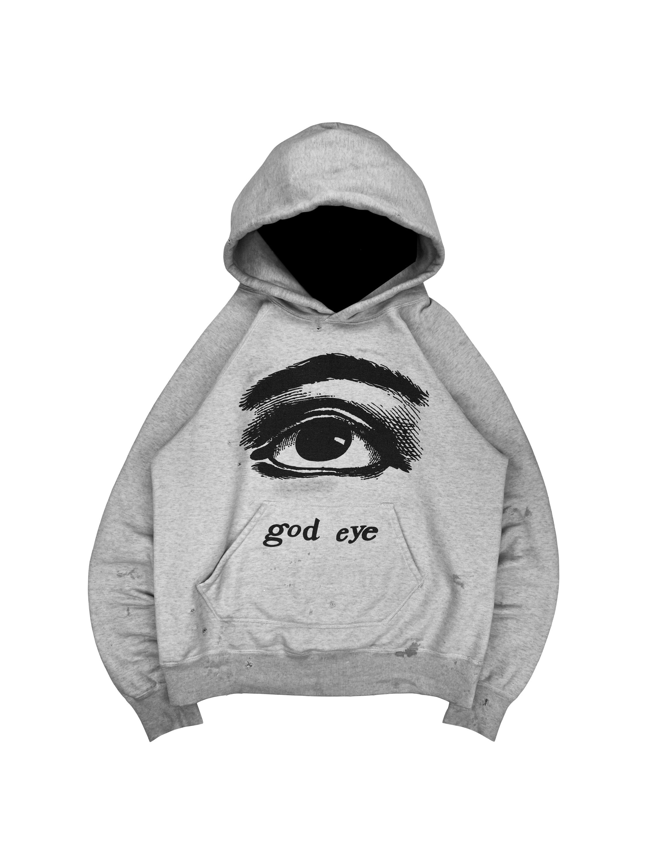 SS21 Saint Michael ‘God Eye’ Heather Grey Distressed Hoodie