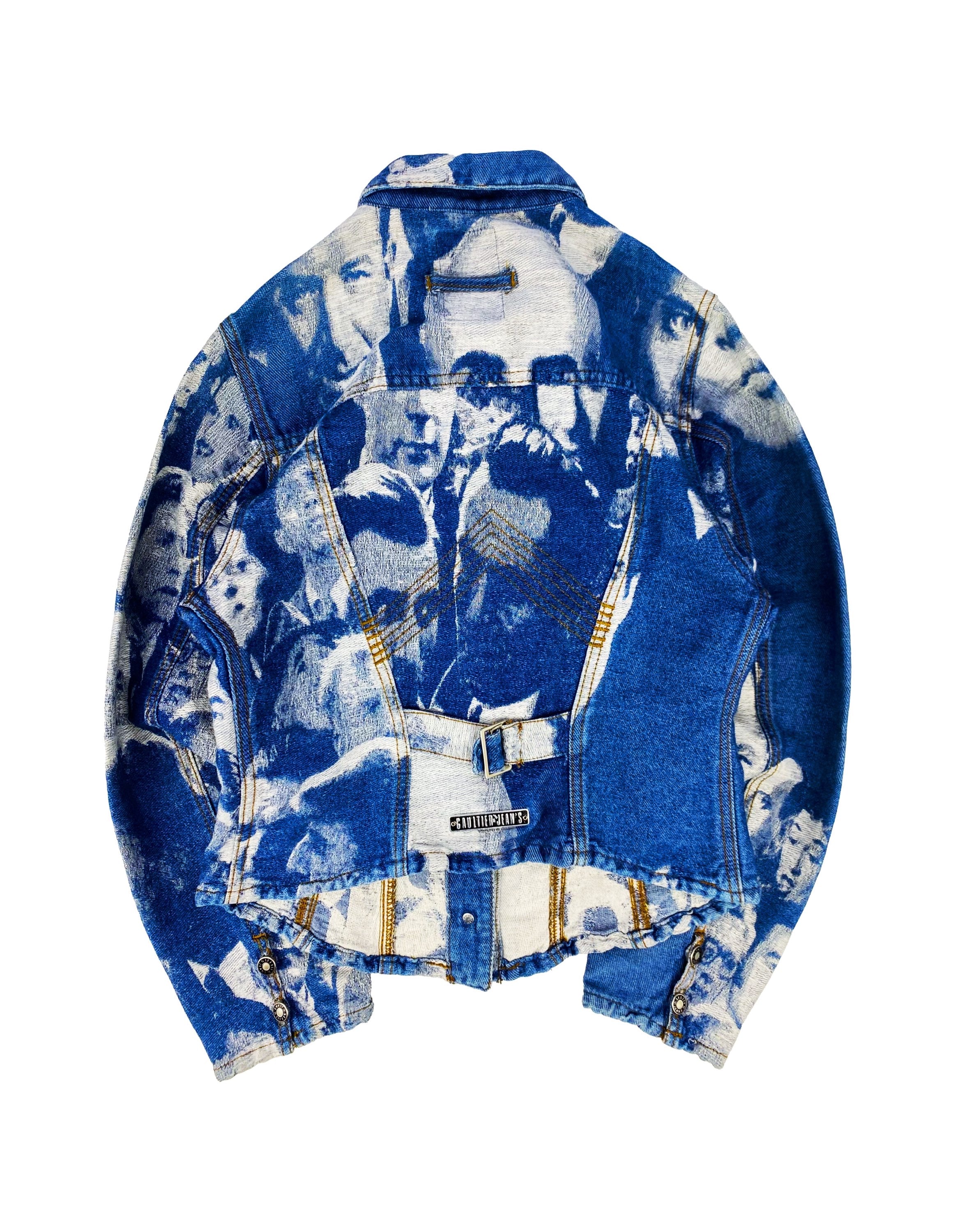 SS93 Jean Paul Gaultier “Faces” Graphic Blue Denim Jacket